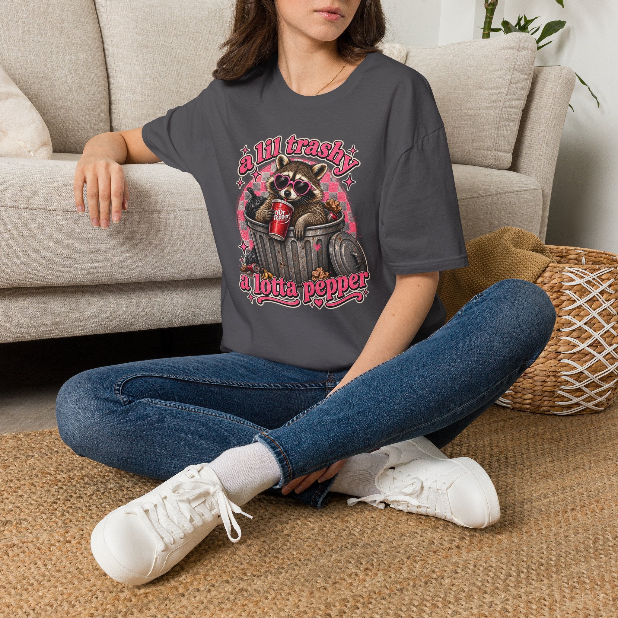 A Lil Trashy, A Lotta Pepper Raccoon Tee 🦝🥤