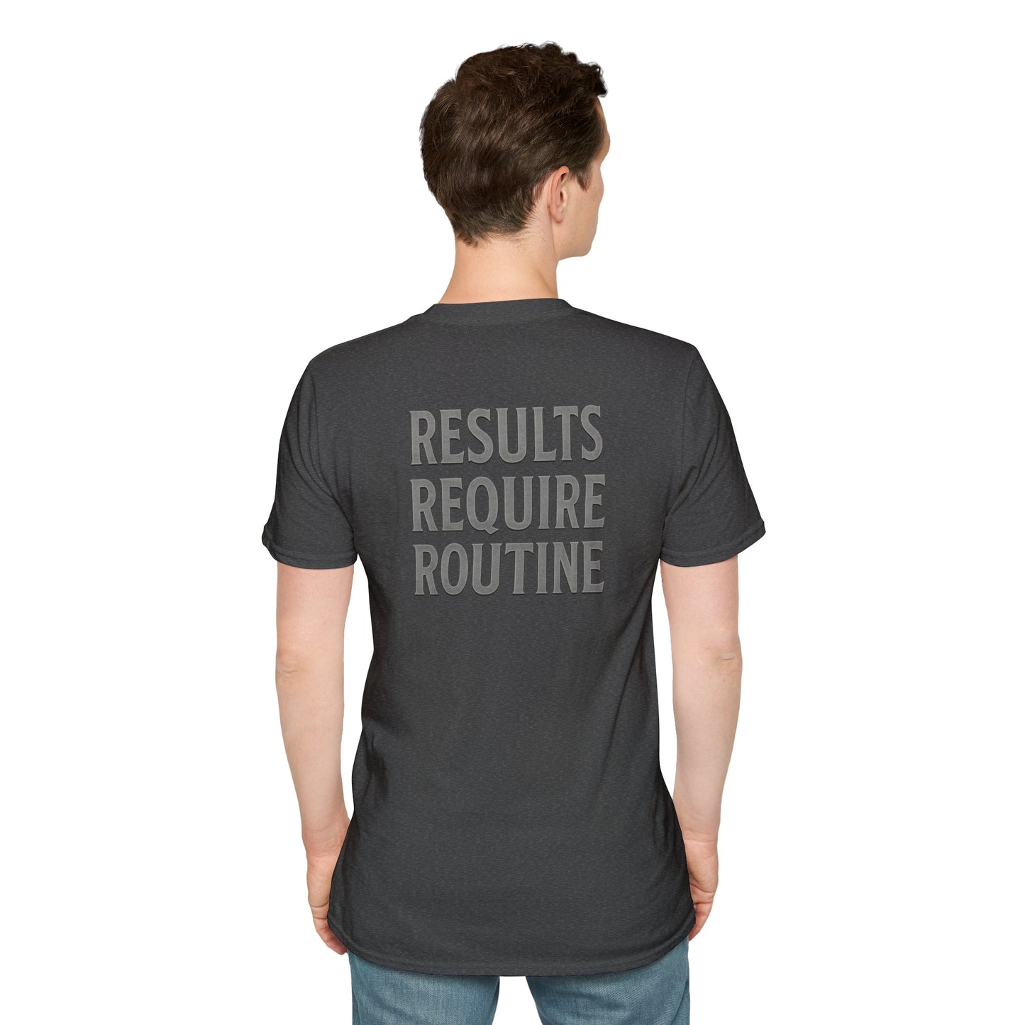 Results Require Routine T-Shirt — Motivational Gym & Fitness Tee