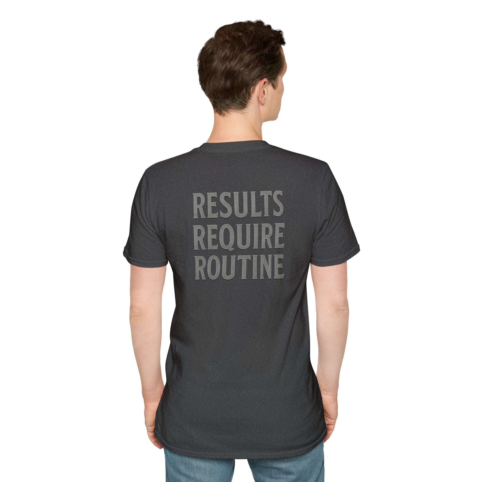 Results Require Routine T-Shirt — Motivational Gym & Fitness Tee