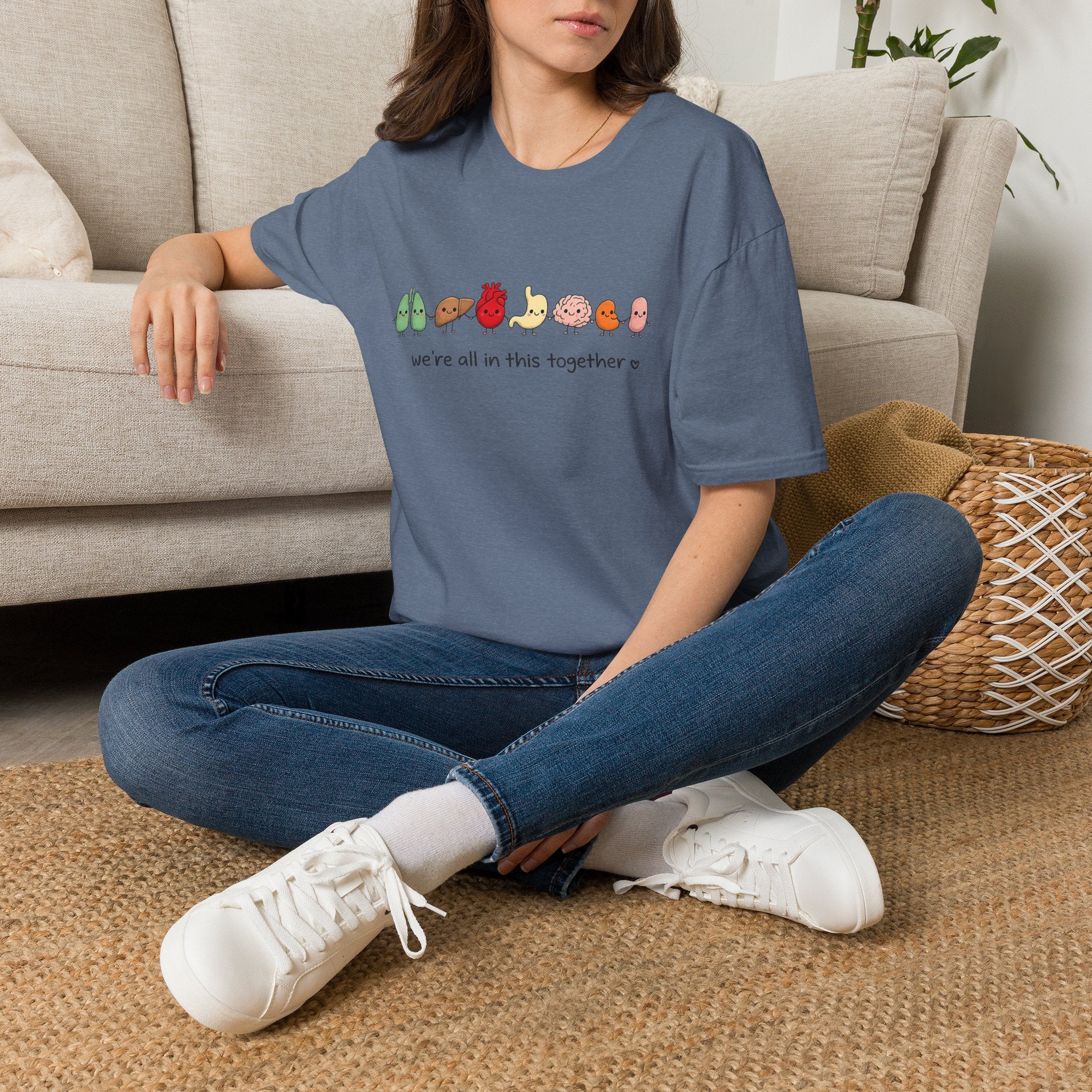 We're All in This Together Cute Organ Organs T-Shirt HEATHER COLORS