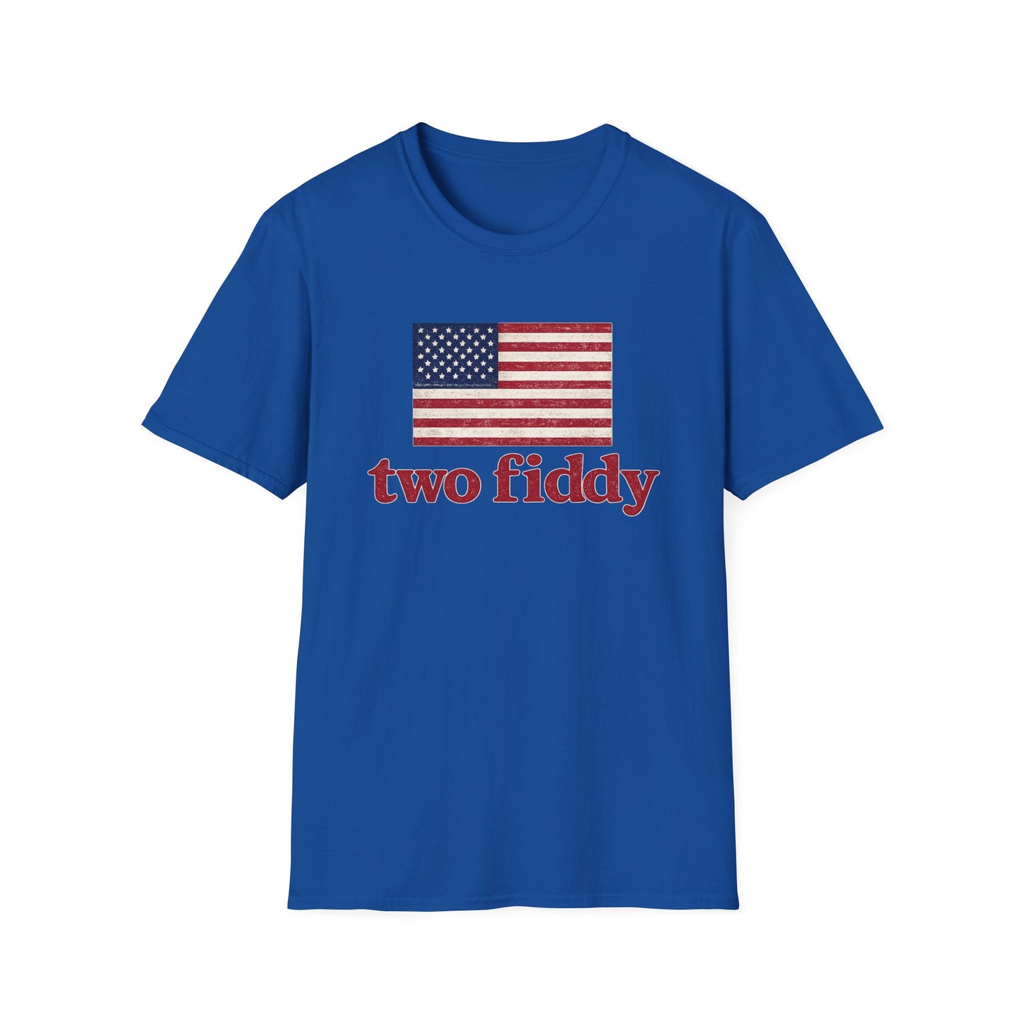 Two Fiddy American Flag T-Shirt — Vintage USA Patriotic Tee