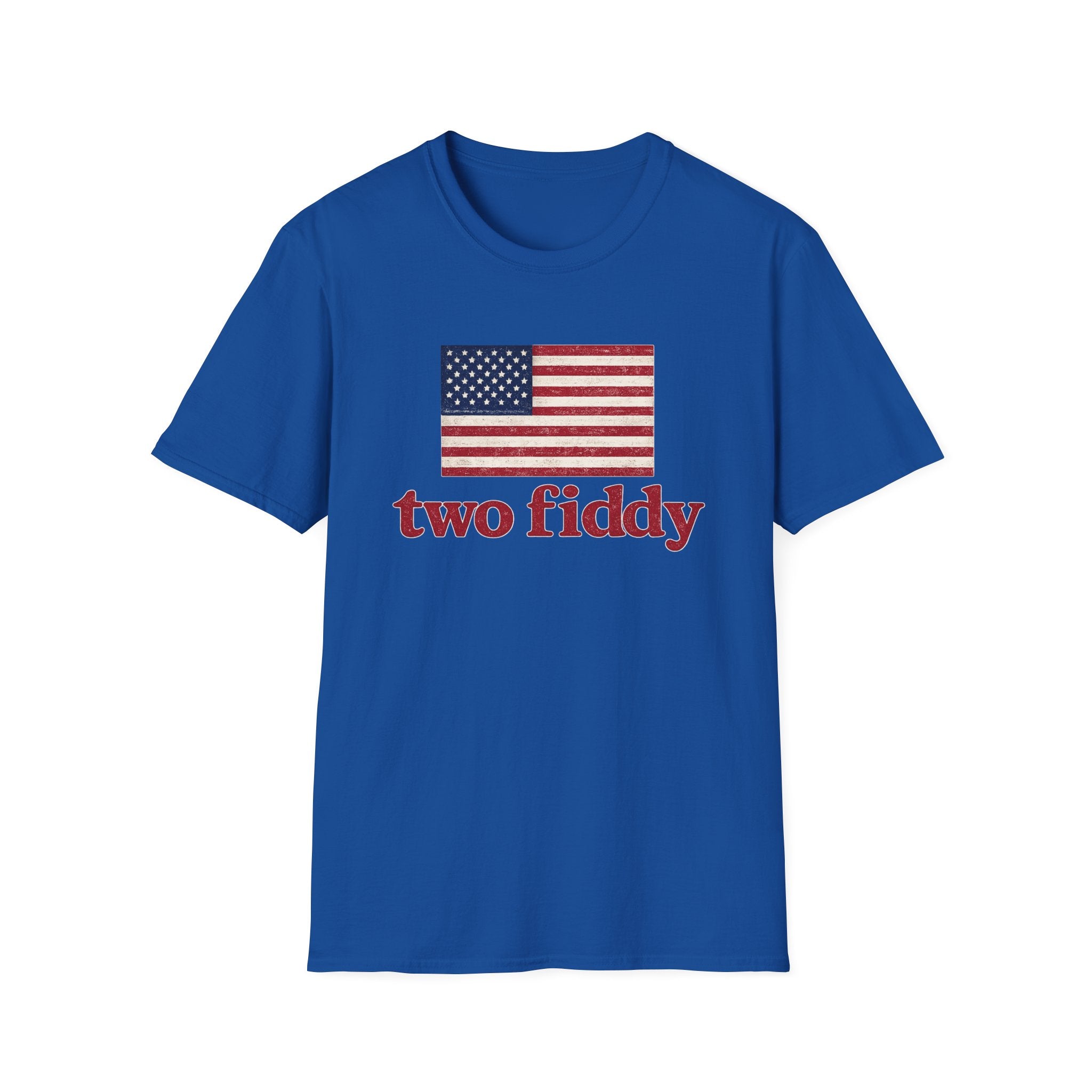 Two Fiddy American Flag T-Shirt — Vintage USA Patriotic Tee