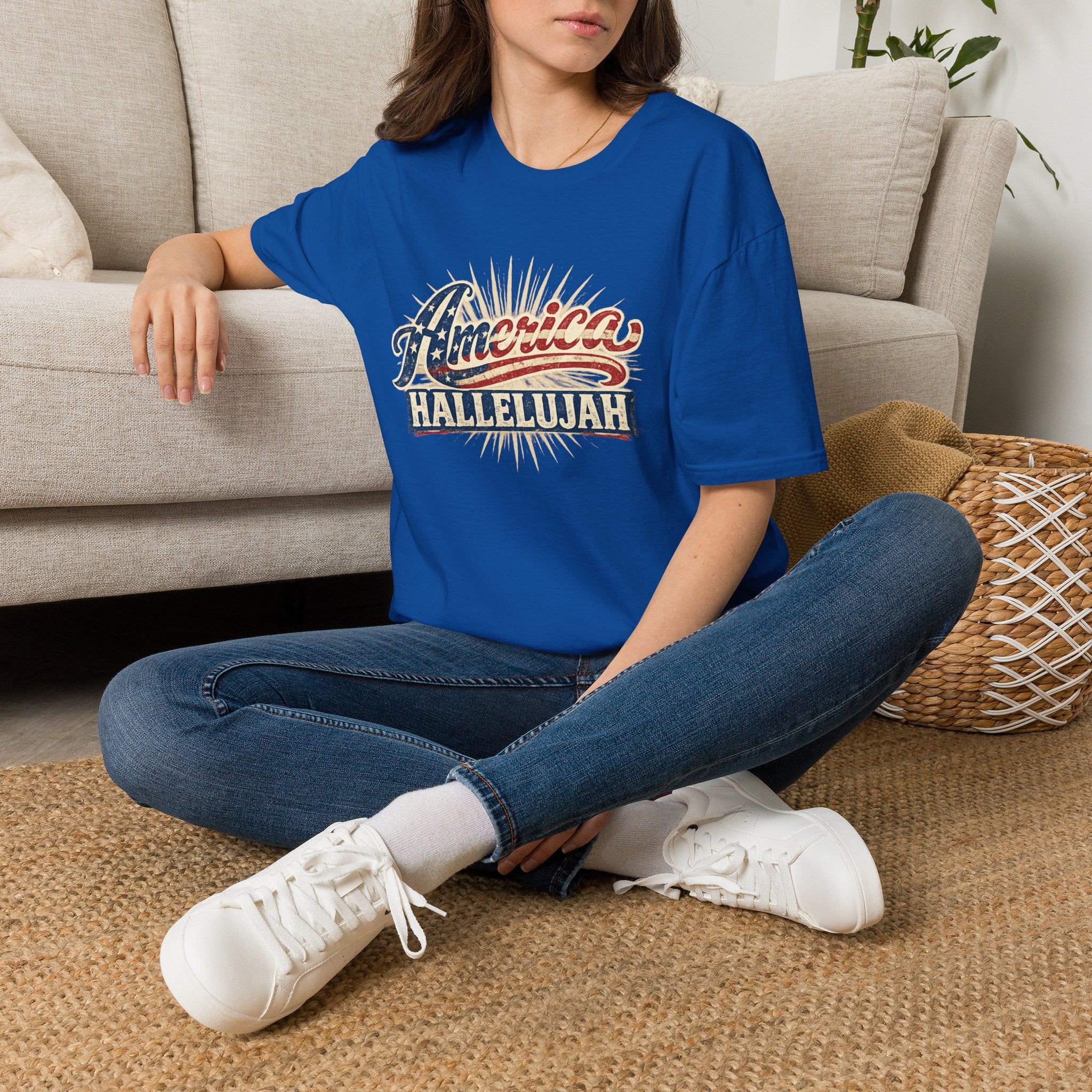 America Hallelujah T-Shirt — Patriotic USA Flag Retro Tee