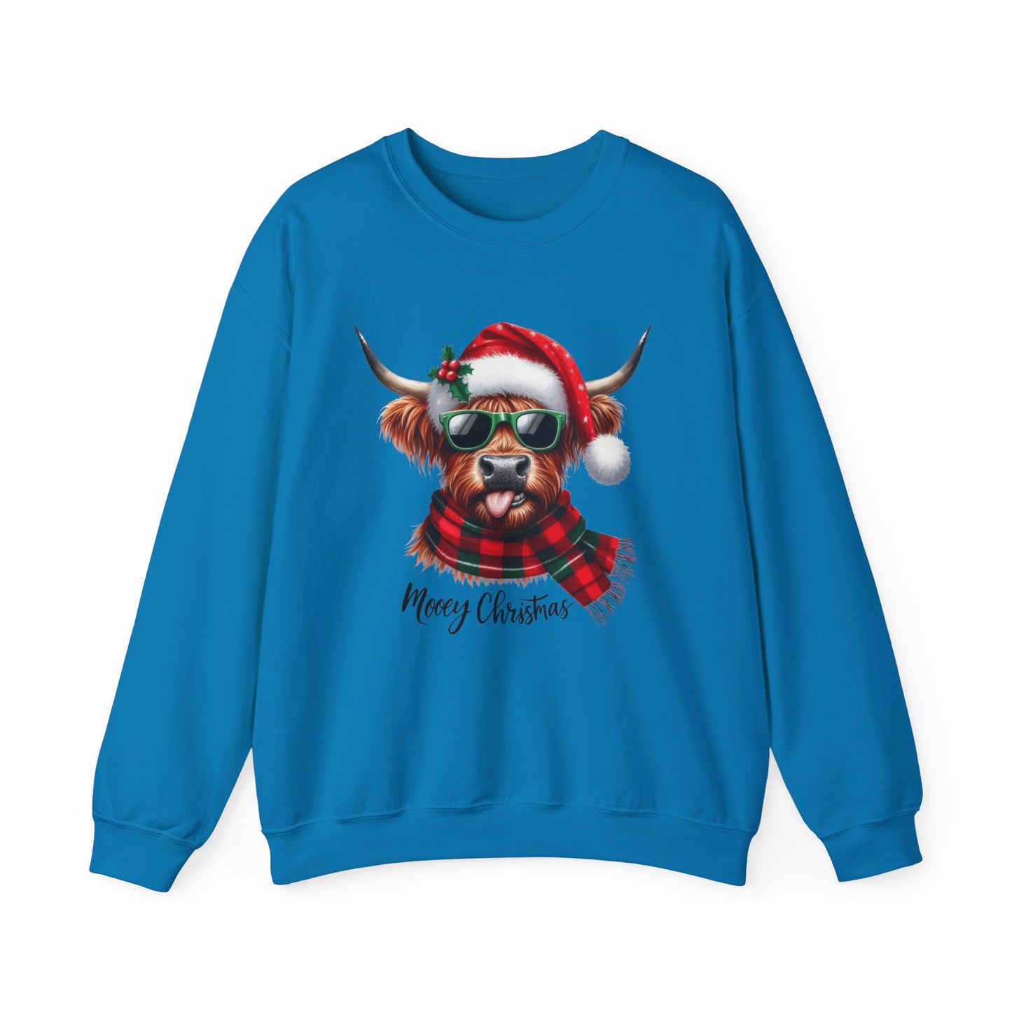 Christmas Highland Cow Sweatshirt – 'Mooey Christmas' Holiday Crewneck