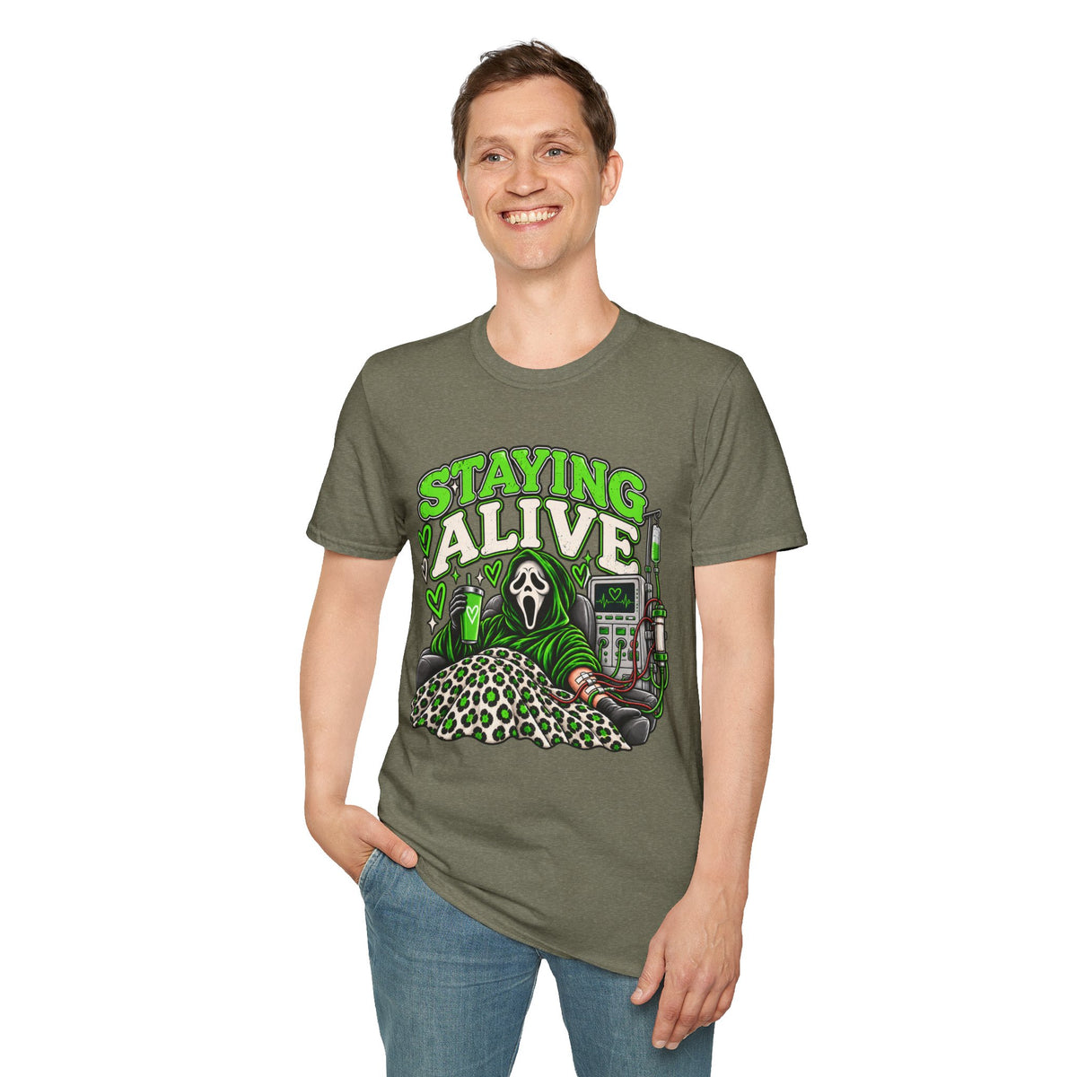 Staying Alive Dialysis Softstyle T-Shirt – Funny Kidney Awareness Tee