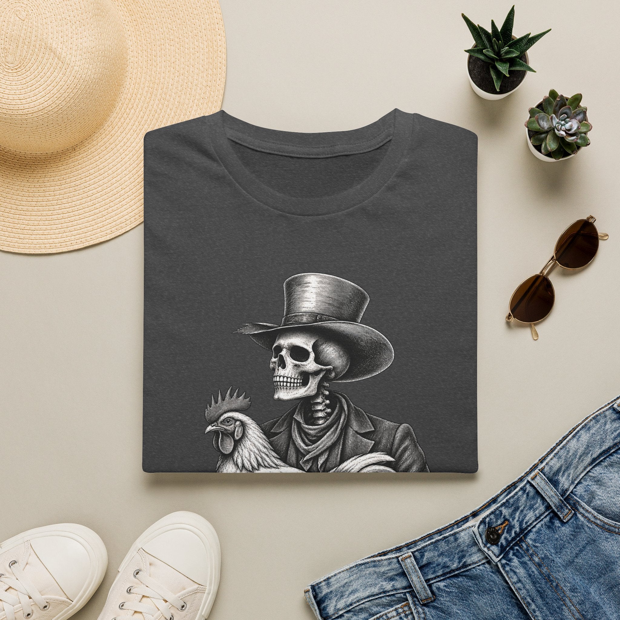 Til Death Do Us Farm – Skeleton & Chicken Funny Farm Tee 💀🐓