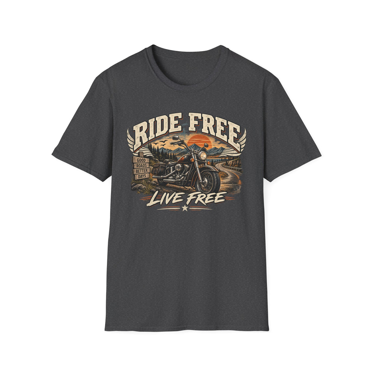 Ride Free, Live Free – Vintage Motorcycle Graphic Tee