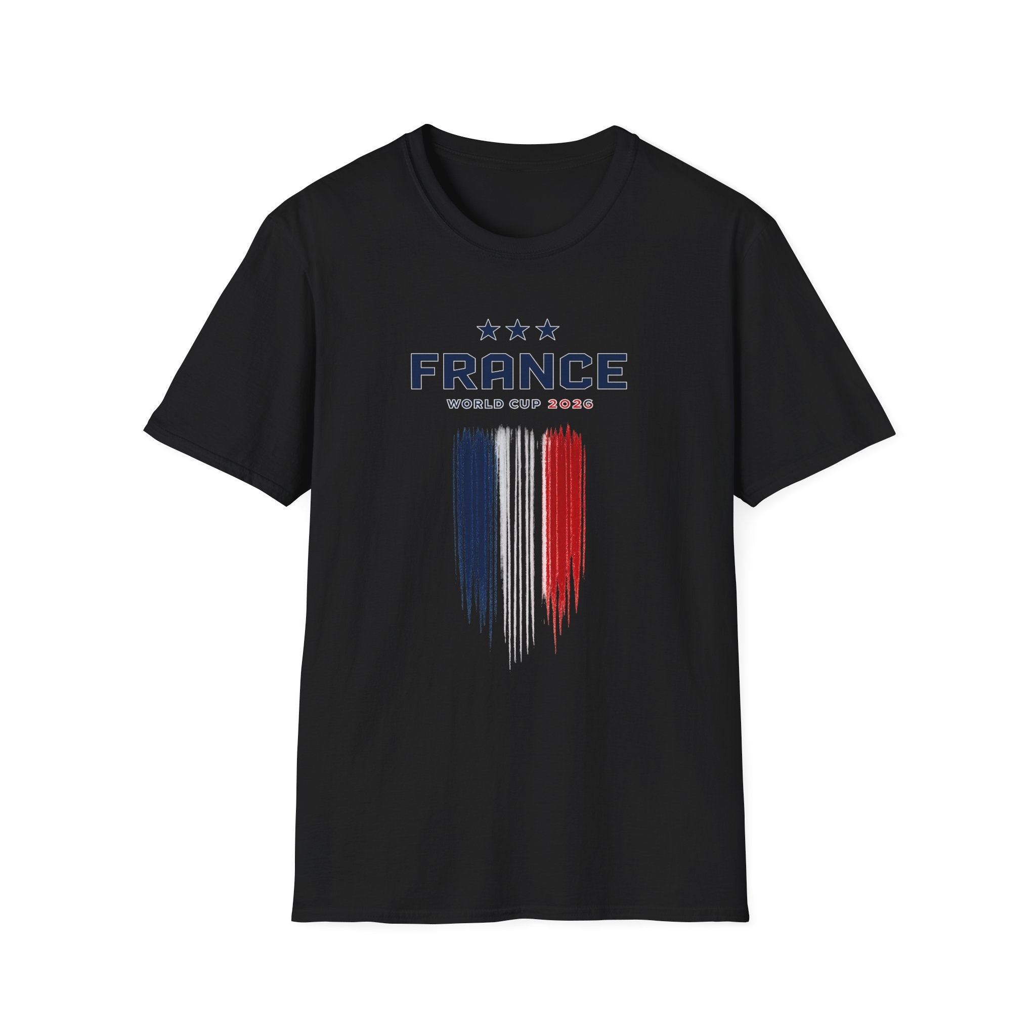 France World Cup 2026 T-Shirt — French Flag Brush Stroke Soccer Fan Tee