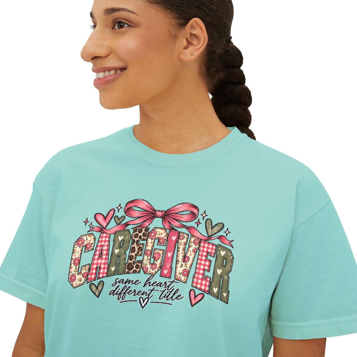 Caregiver — Same Heart, Different Title | Comfort Colors Boxy Tee
