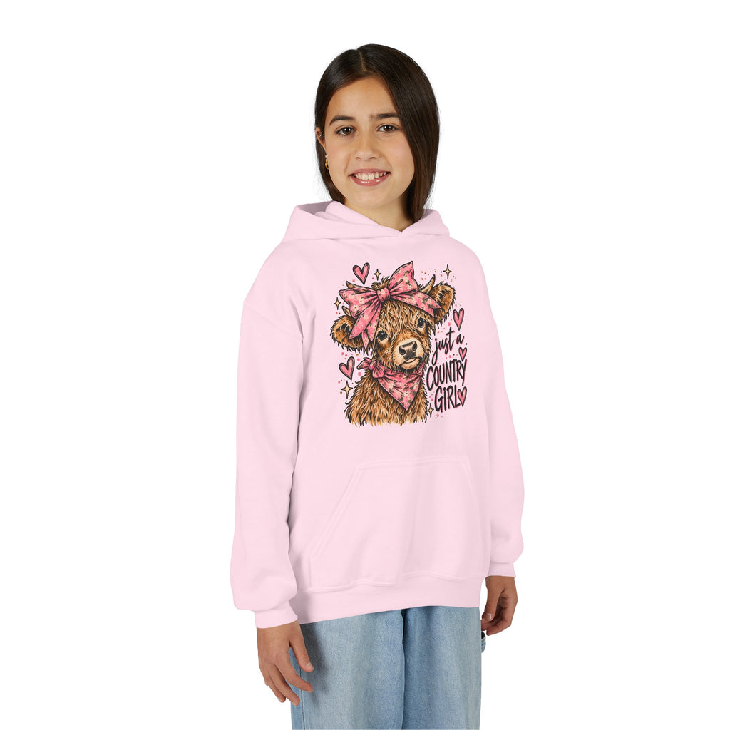 Just a Country Girl Highland Cow Kids Hoodie