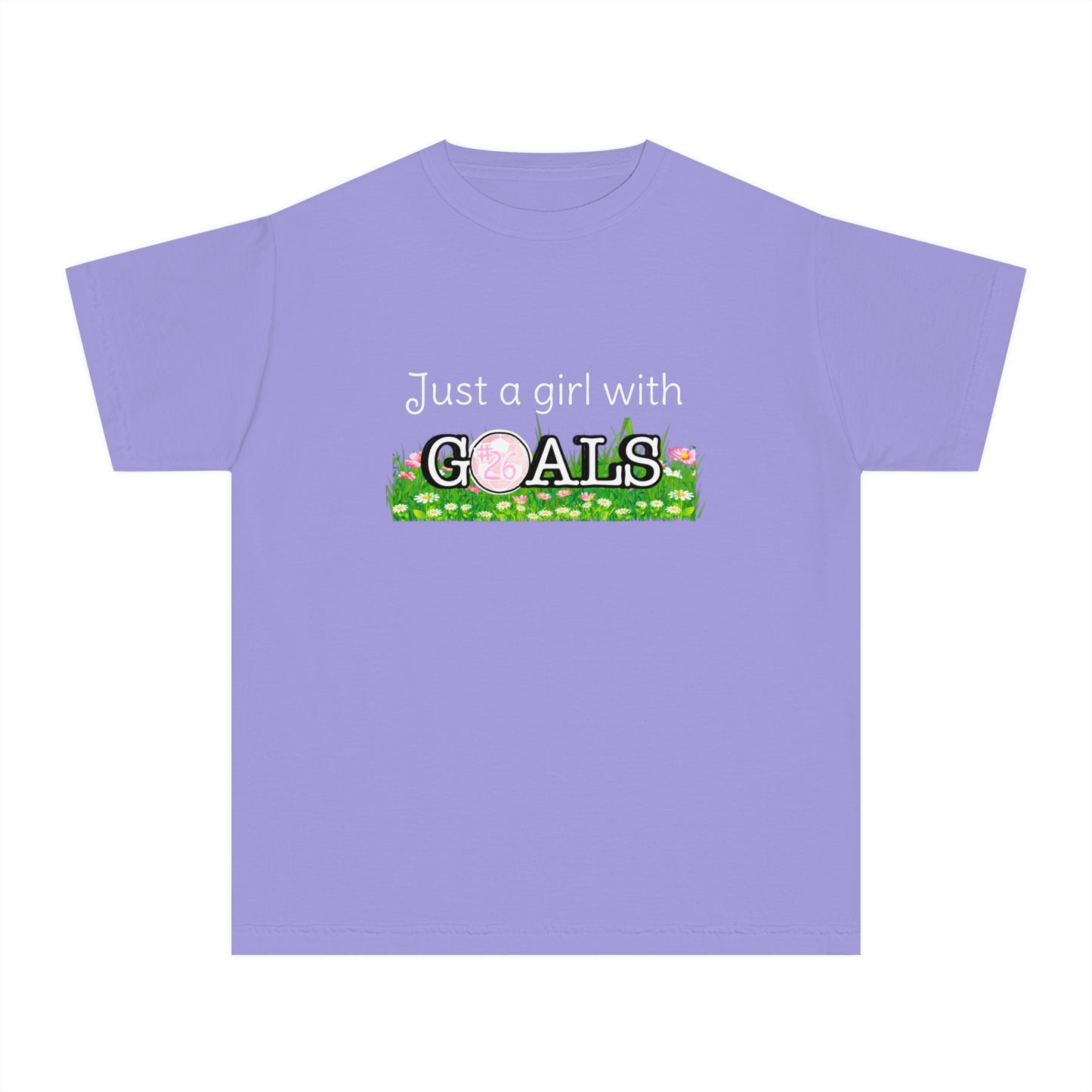 Just a Girl with Goals Youth T-Shirt - Soccer-Themed Tee for Young Athletes
