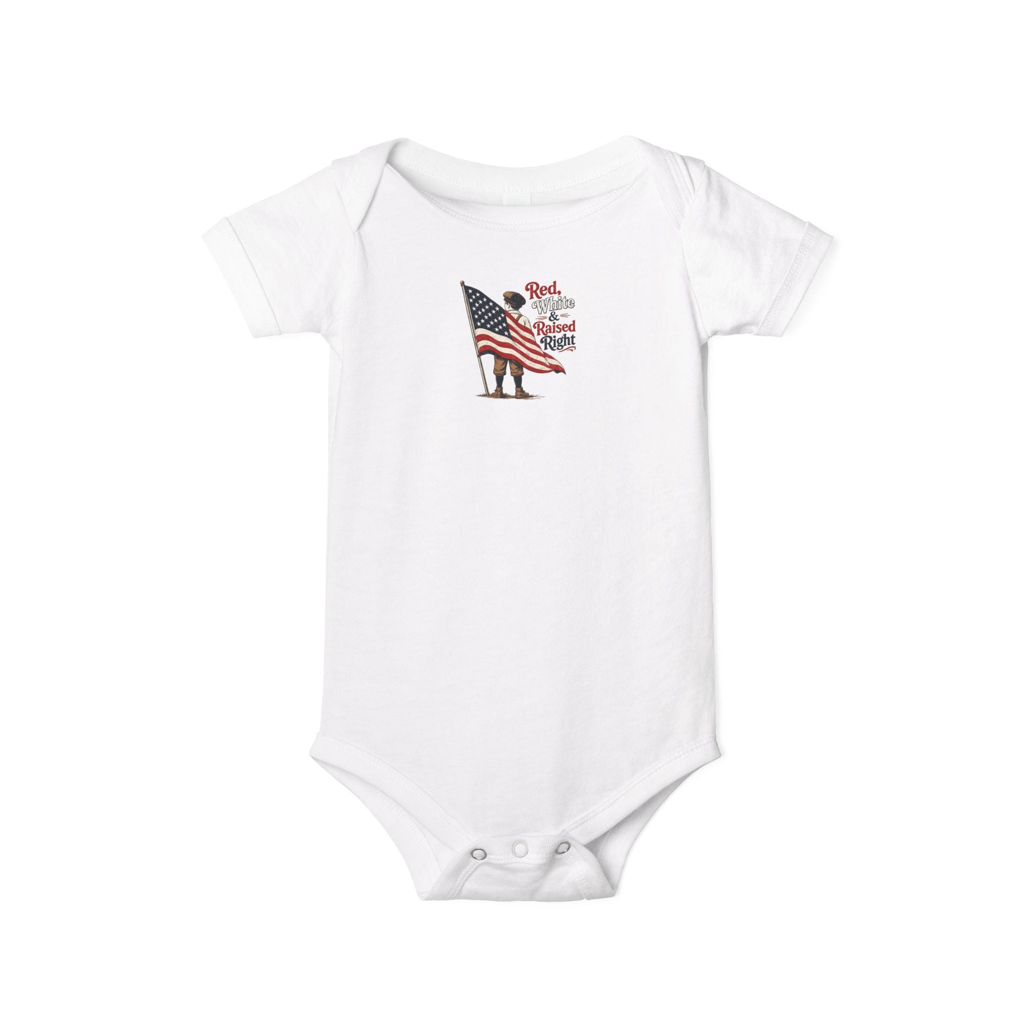 Red & White Raised-Right Infant One-Piece Bodysuit