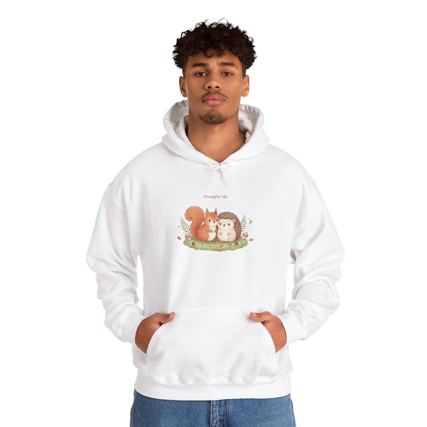 Cozy Winter Forest Cute Animal Illustration Hoodie | cozy critter art