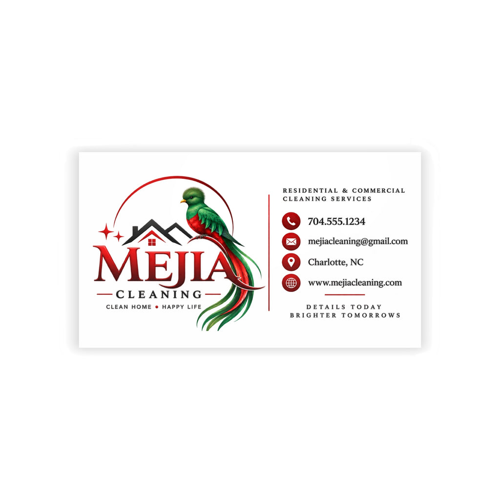 Business Cards — Mejia Cleaning Branded Parrot Logo Card