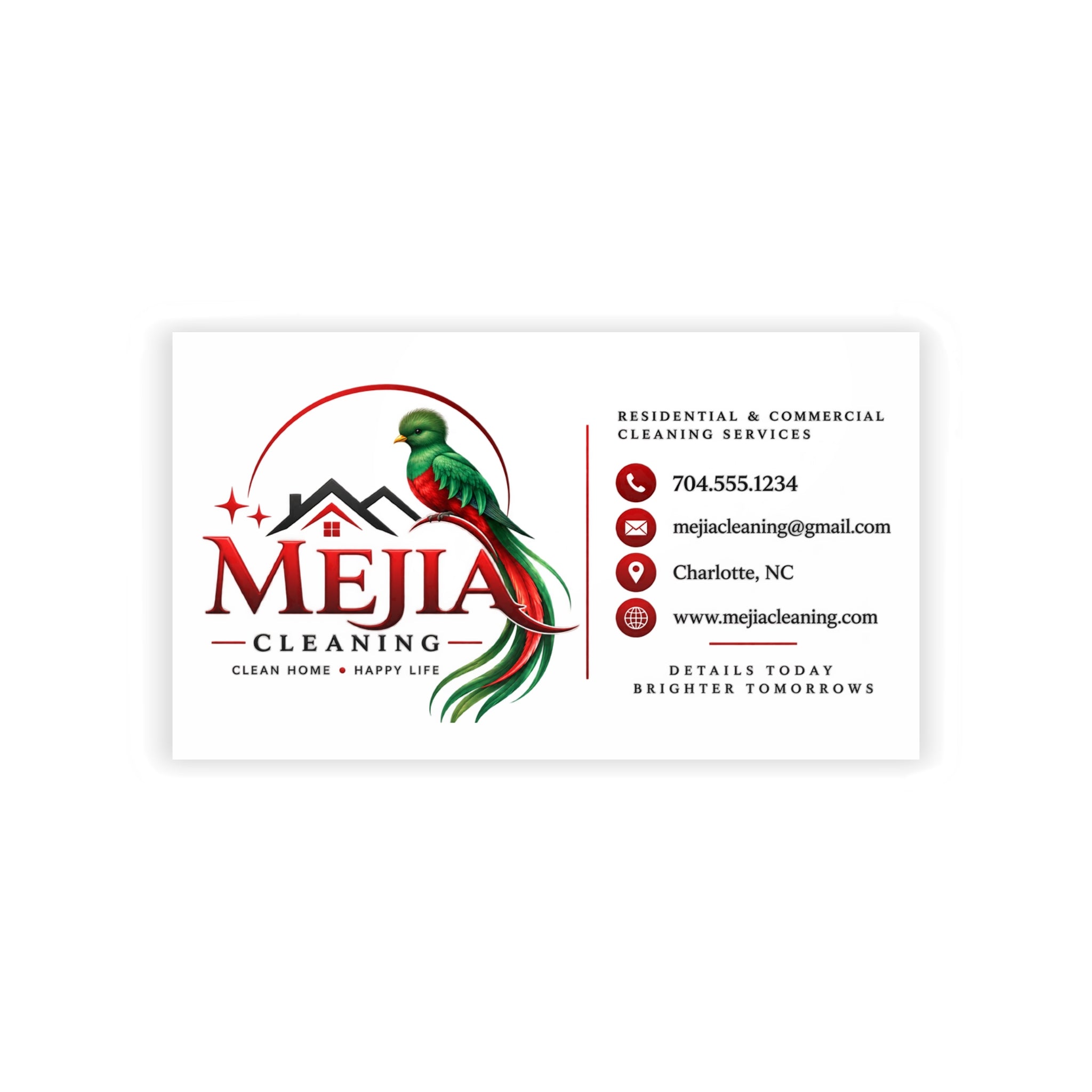 Business Cards — Mejia Cleaning Branded Parrot Logo Card