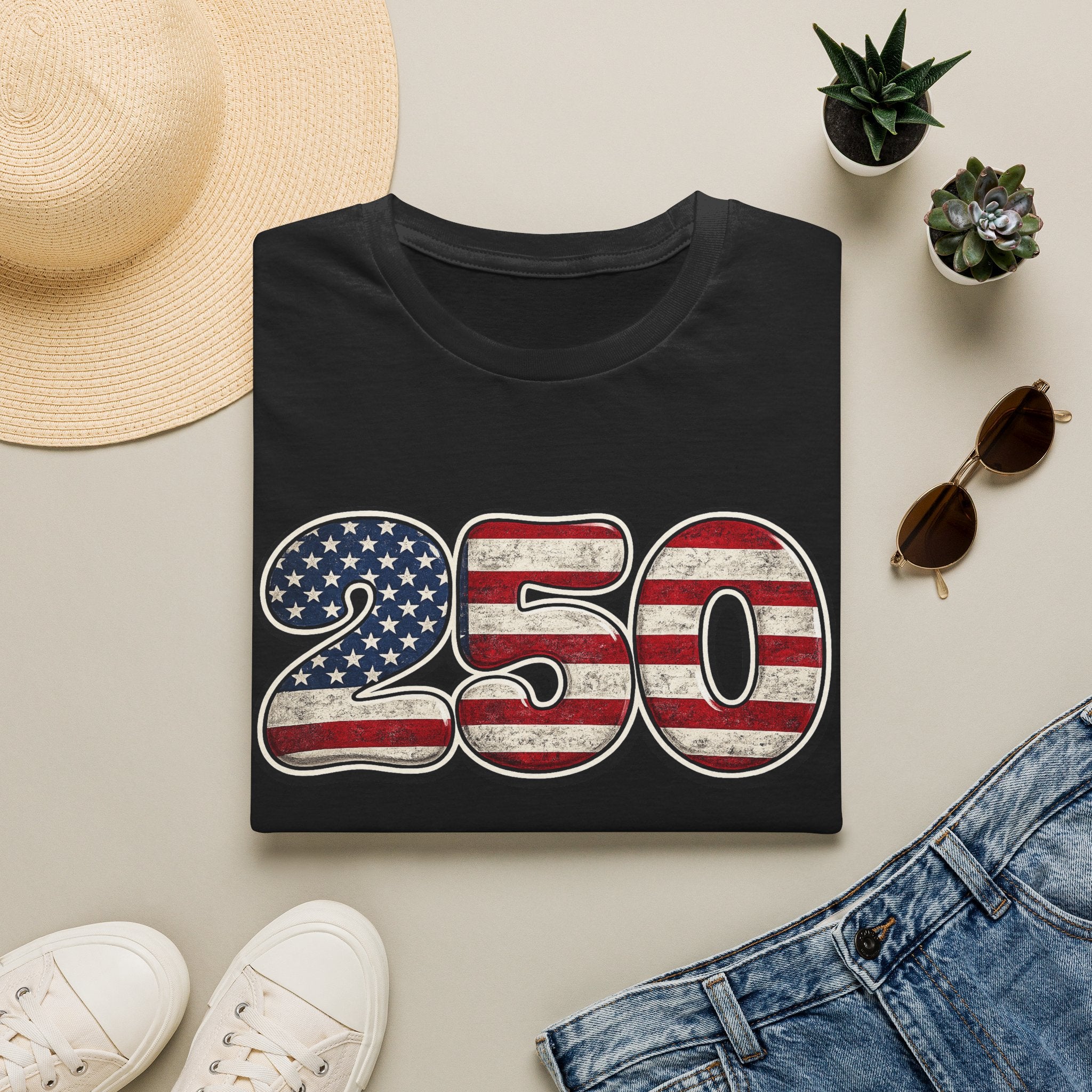 250 USA Flag T-Shirt — Patriotic Number Graphic Tee