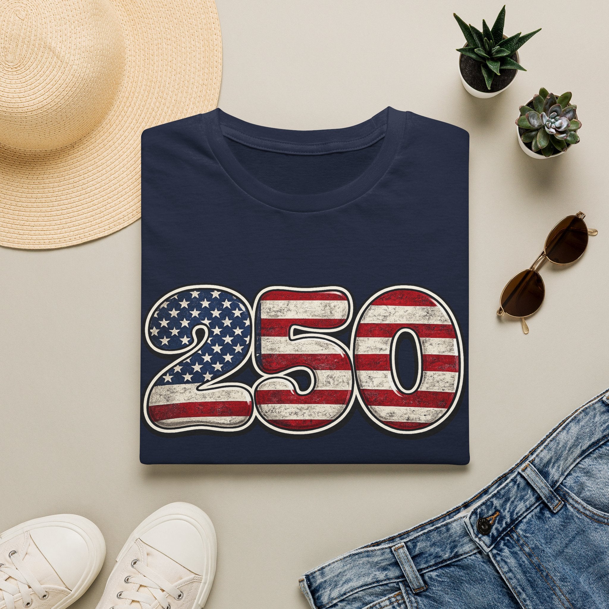 250 USA Flag T-Shirt — Patriotic Number Graphic Tee