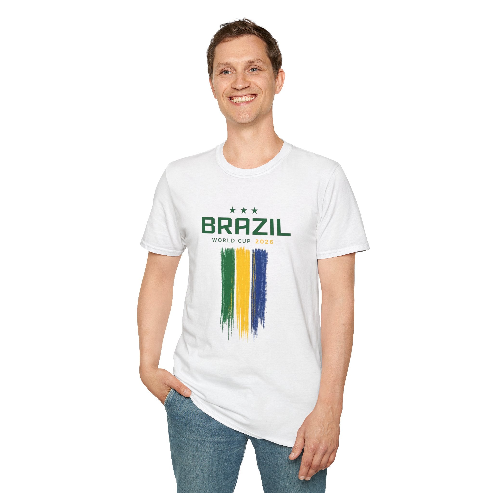 Brazil World Cup T-Shirt — Brush Stroke Flag Soccer Tee