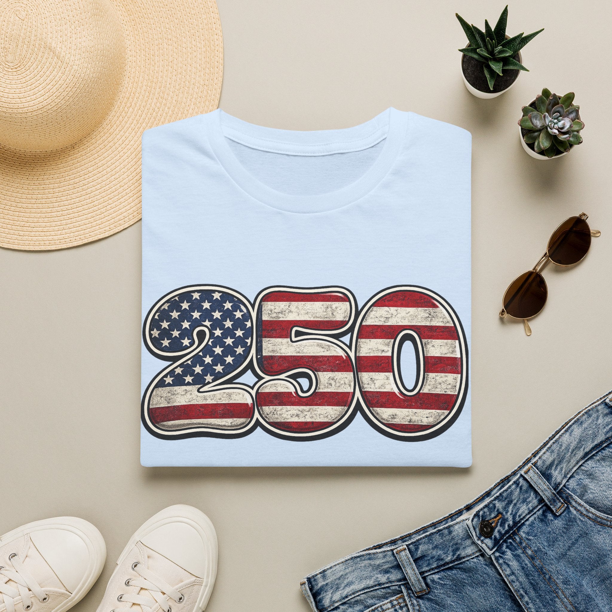 250 USA Flag T-Shirt — Patriotic Number Graphic Tee
