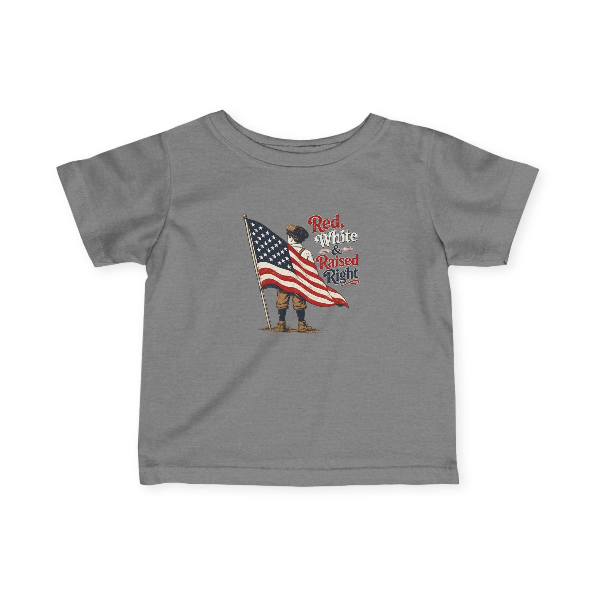 Infant Tee — "Red, White & Raised Right" Baby American Flag Shirt