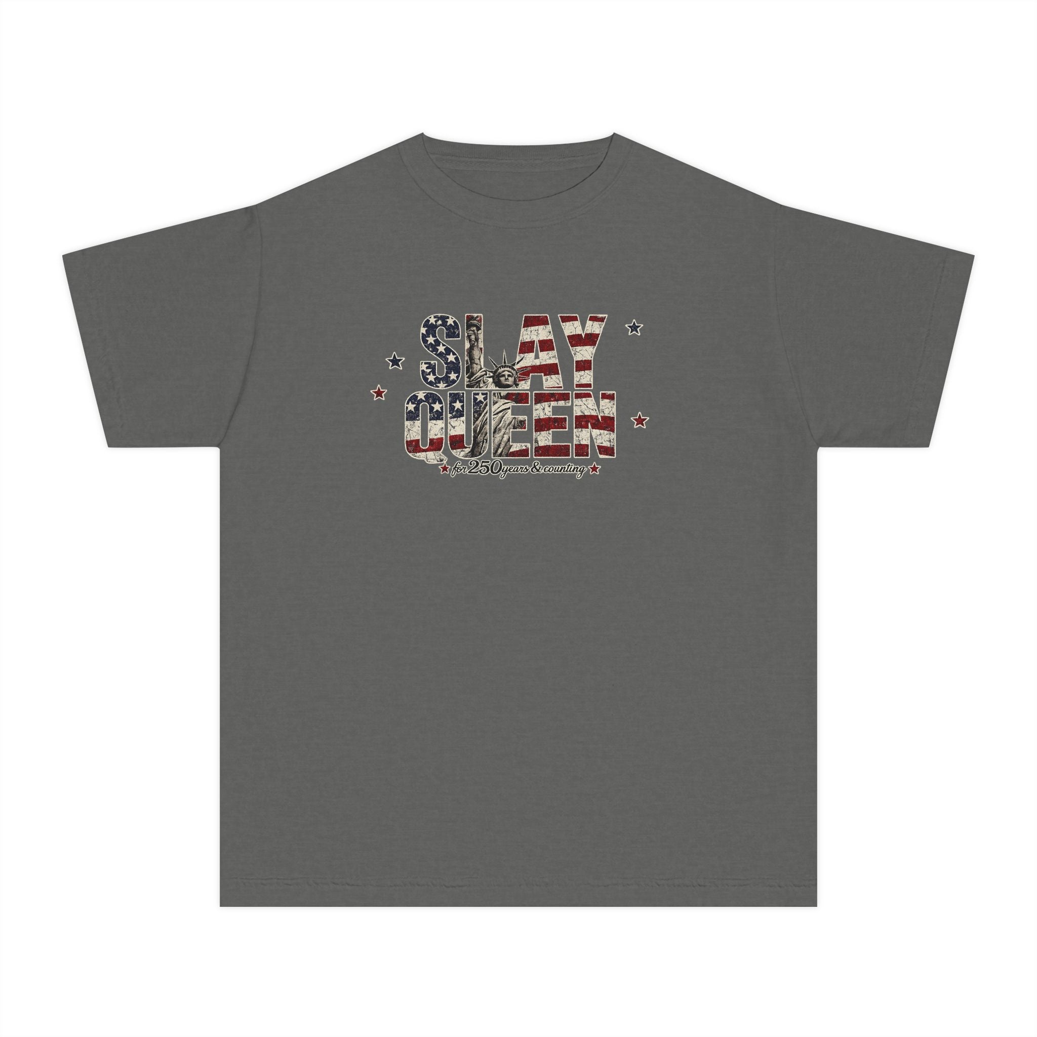 Youth "Slay Queen" Floral Flag T-Shirt