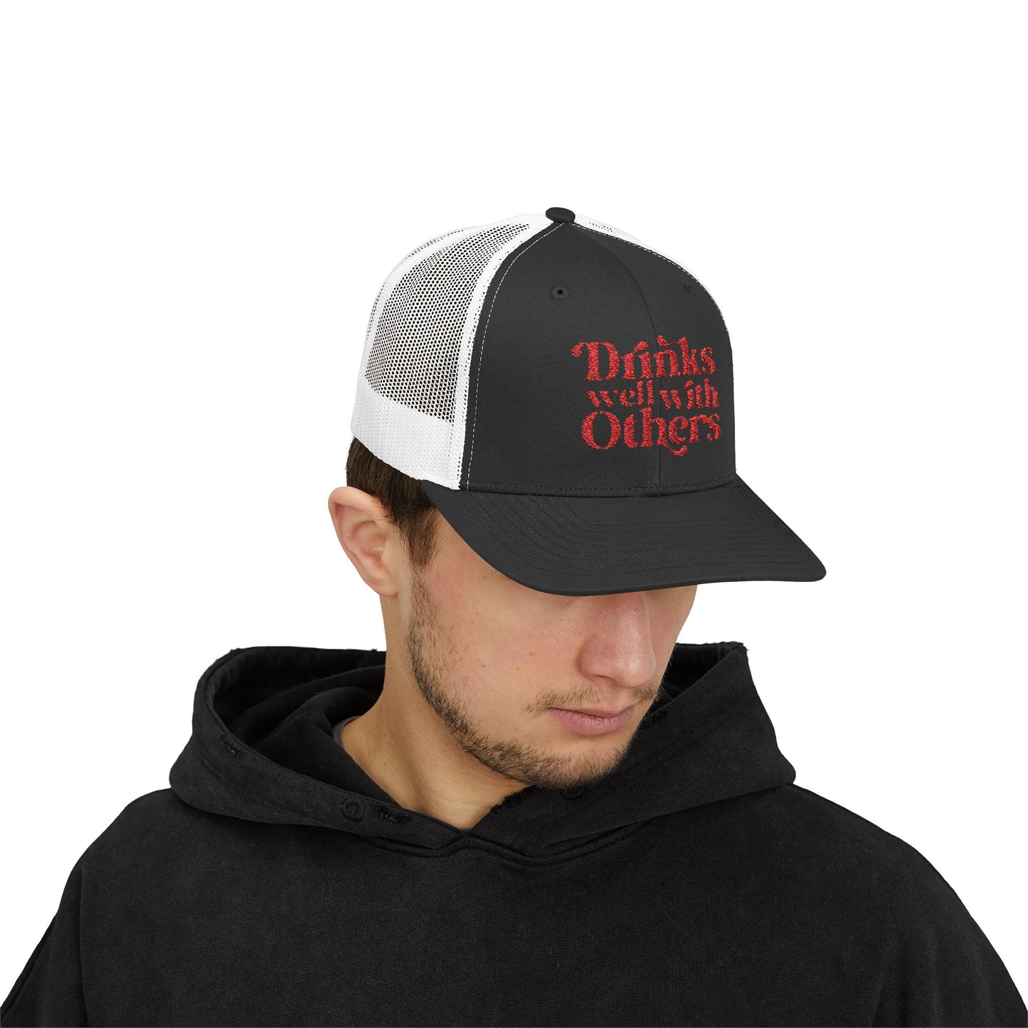 Humorous Snapback Trucker Cap - Perfect for Parties, Gatherings, and Gifts, Drinks Well with Others, Fun Hat, Funny Gift Idea, Casual Style