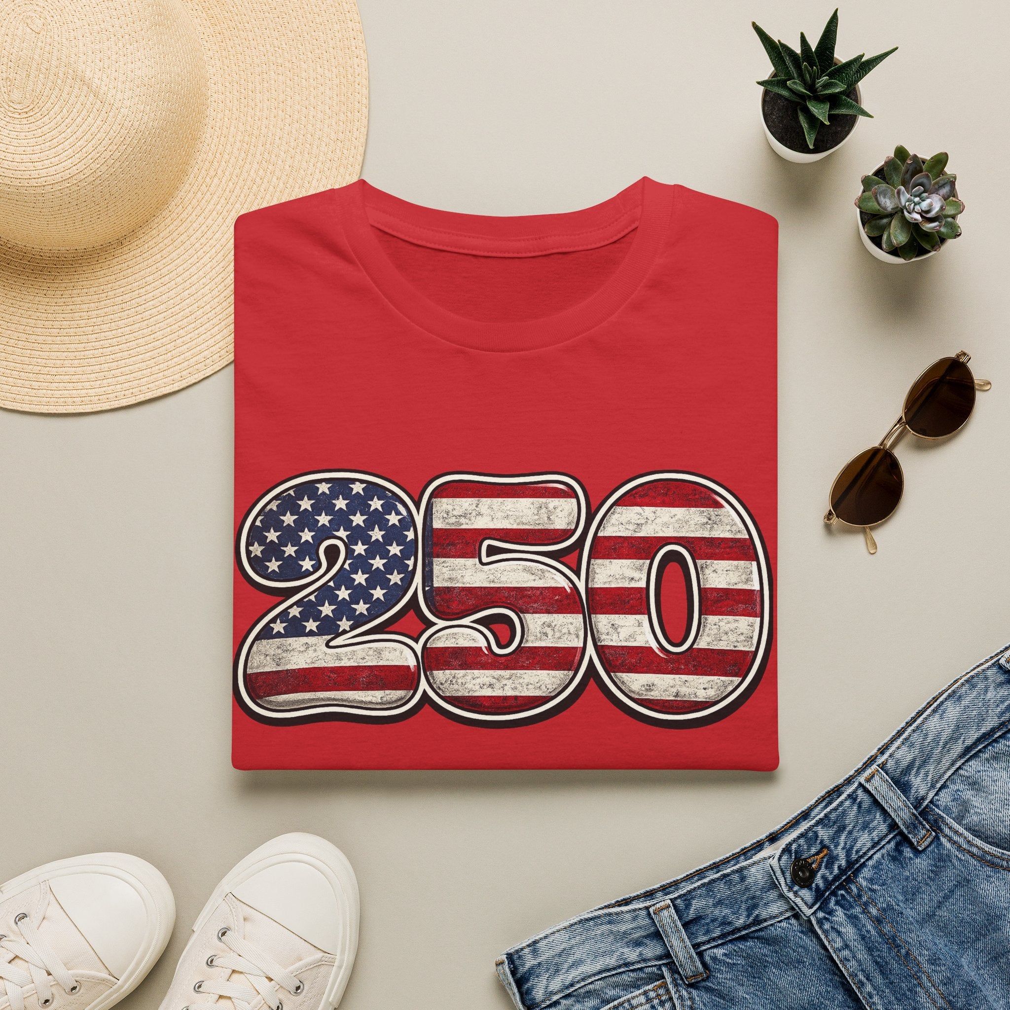 250 USA Flag T-Shirt — Patriotic Number Graphic Tee