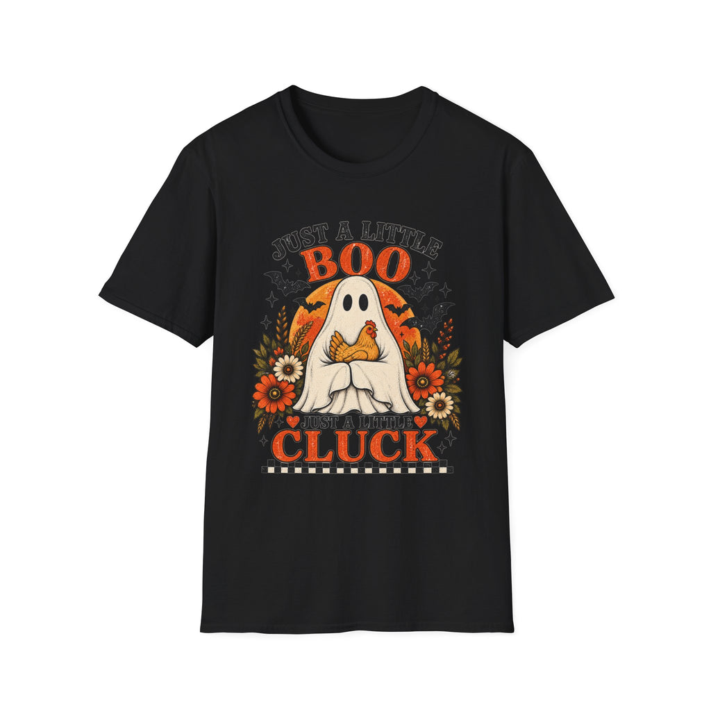 Just a Little Boo, Just a Little Cluck Halloween Chicken Tee