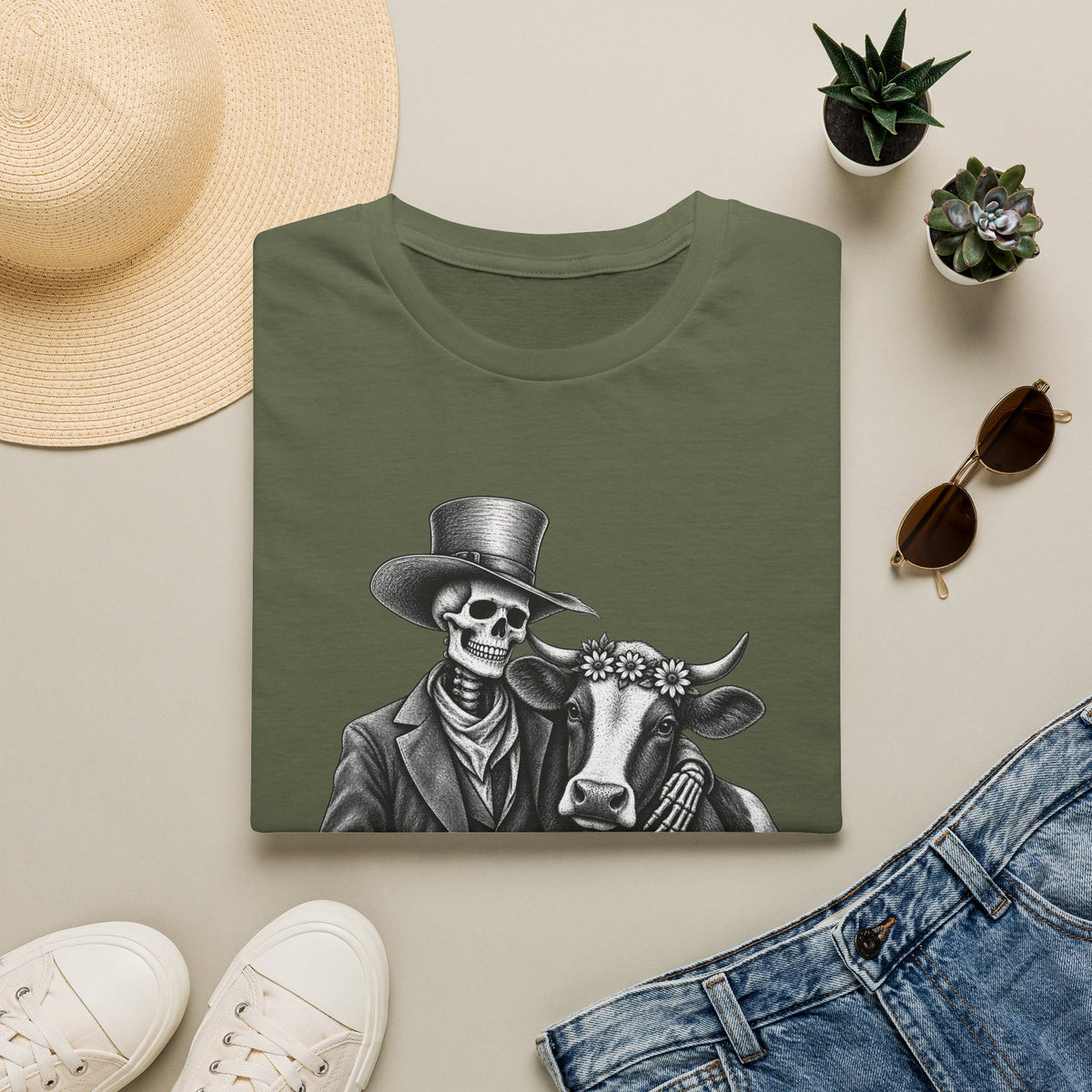 Til Death Do Us Farm – Skeleton & Cow Funny Farm Tee 💀🐄