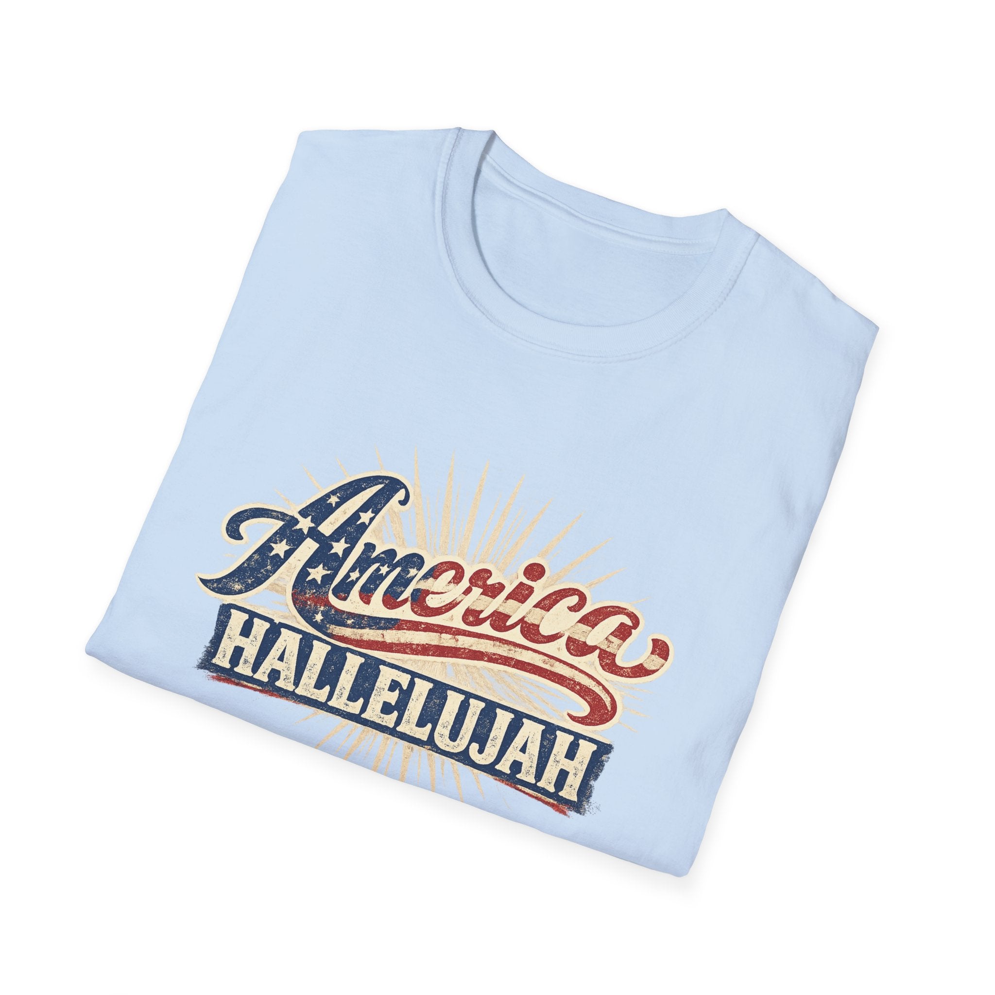 America Hallelujah T-Shirt — Patriotic USA Flag Retro Tee