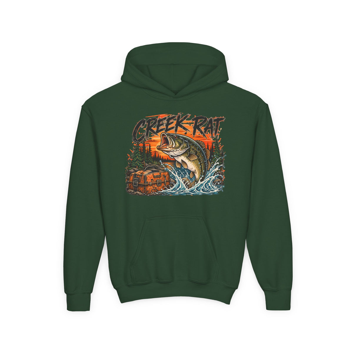Creek Rat Bass Fishing Kids Hoodie