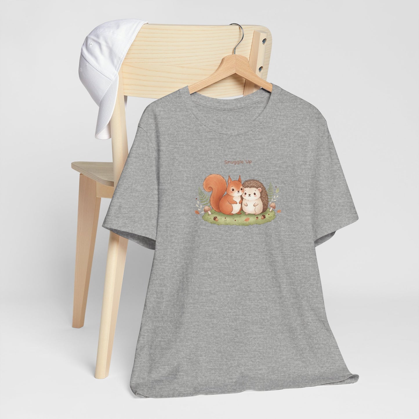 Cute Squirrel & Hedgehog Illustration Tee | cute animal illustration, winter forest art
