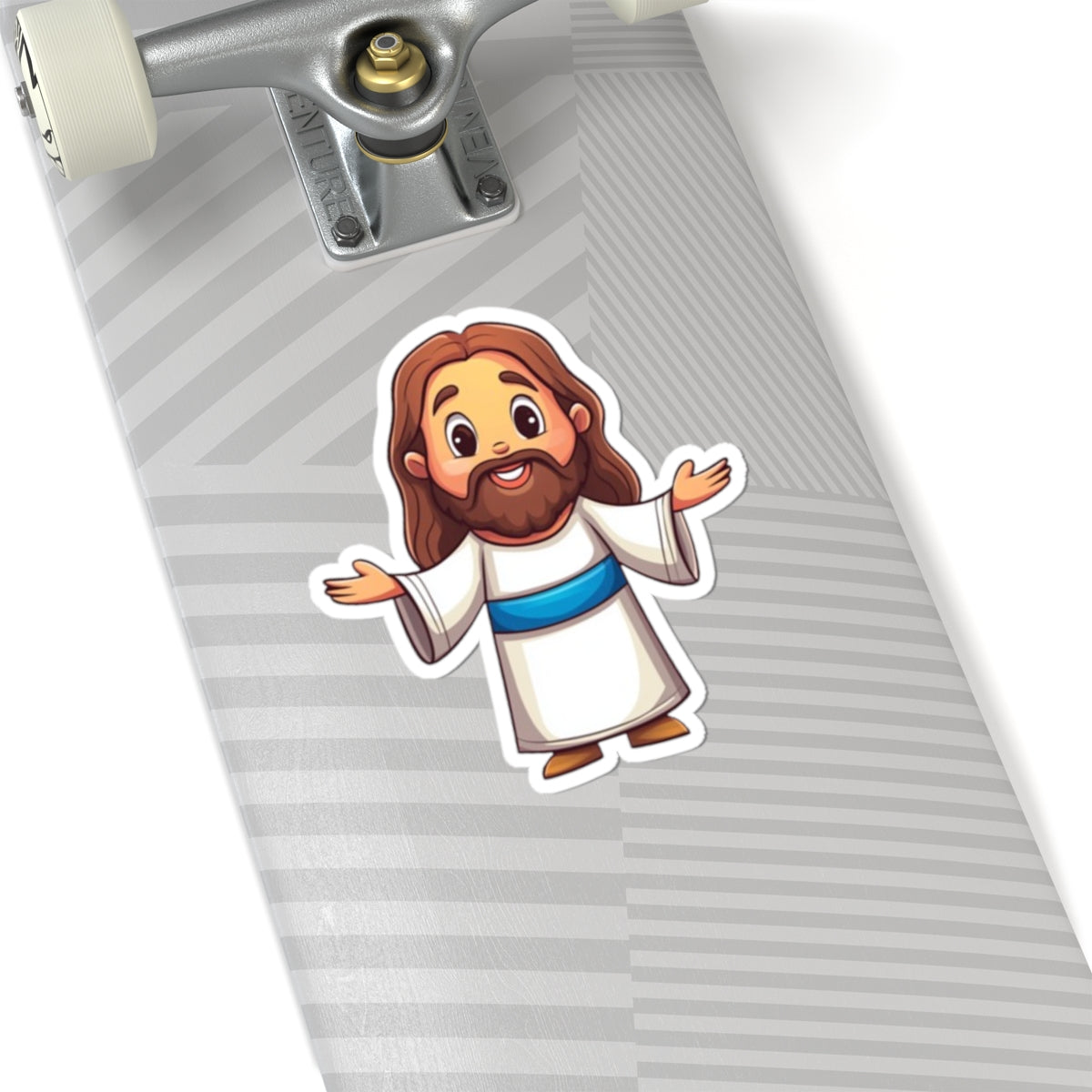 Jesus Cartoon Sticker — Cute Faith Vinyl Sticker for Laptops, Bibles, & Gifts