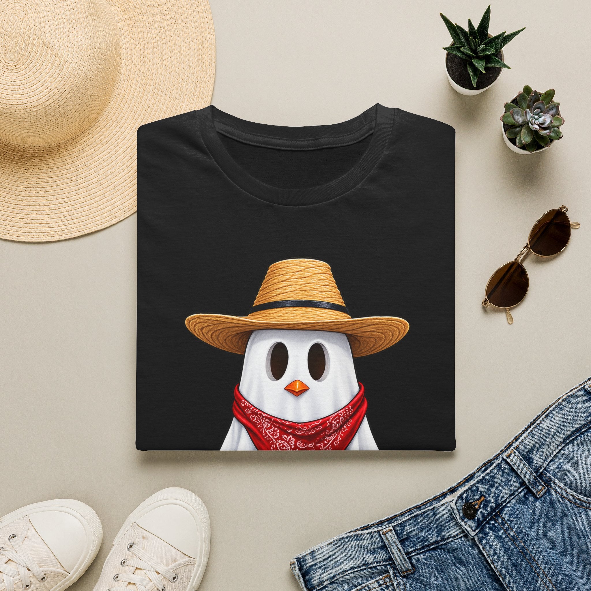 Ghost Chicken Cowboy Halloween Tee 👻🐔
