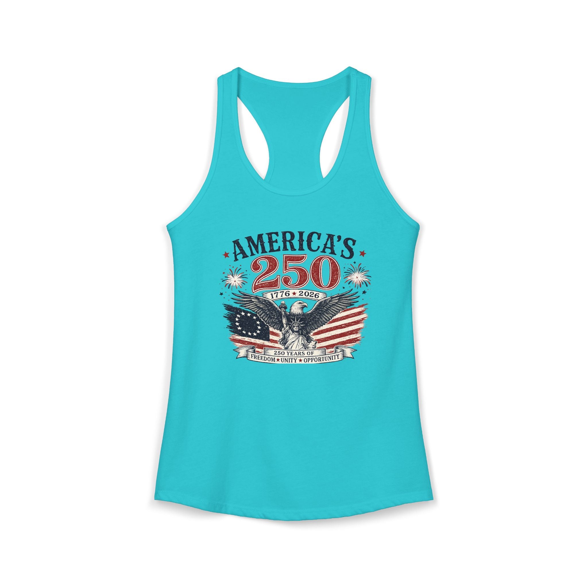 America’s 250th Anniversary Patriotic Eagle Women’s Racerback Tank Top | Vintage USA 1776–2026 Graphic Tank