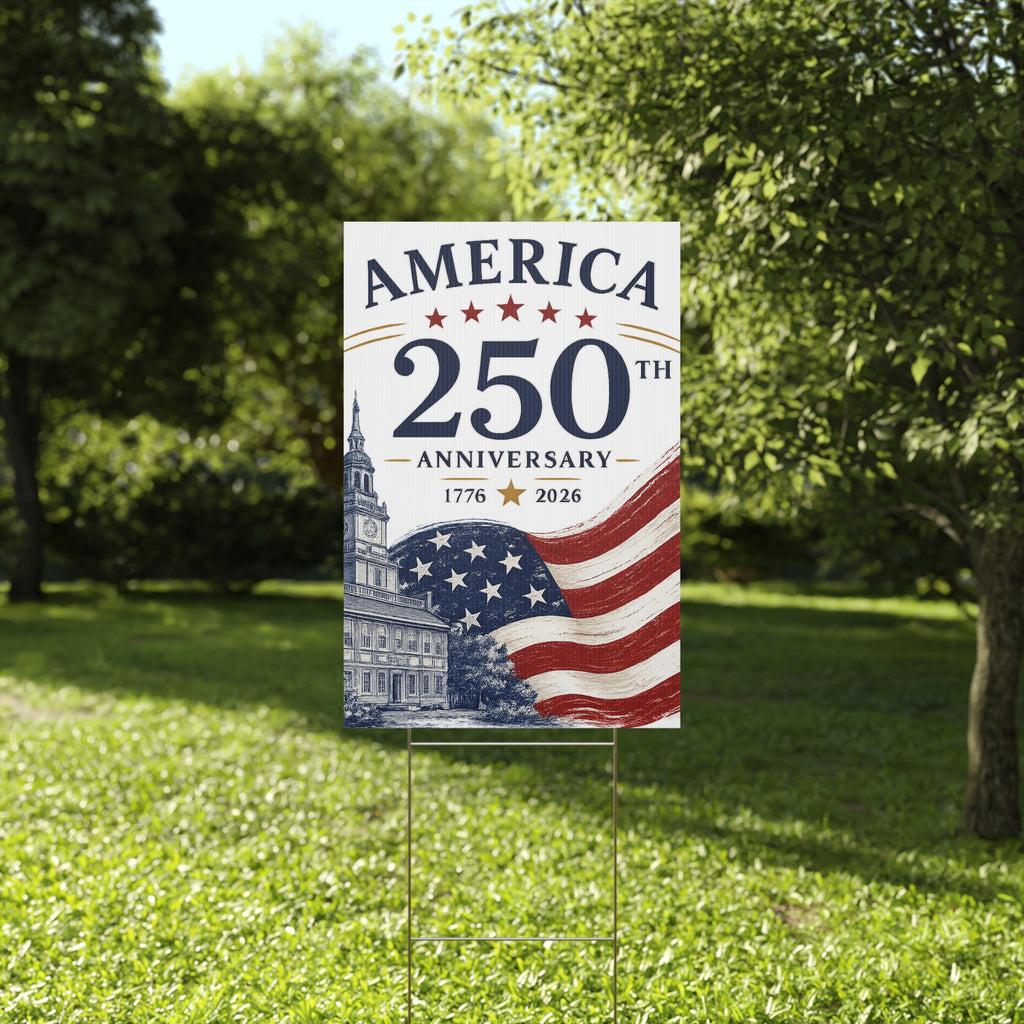 America 250th Anniversary Plastic Yard Sign – 1776–2026 Patriotic Flag Décor