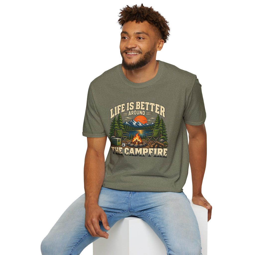 Campfire Therapy – Funny Camping & Outdoors Tee