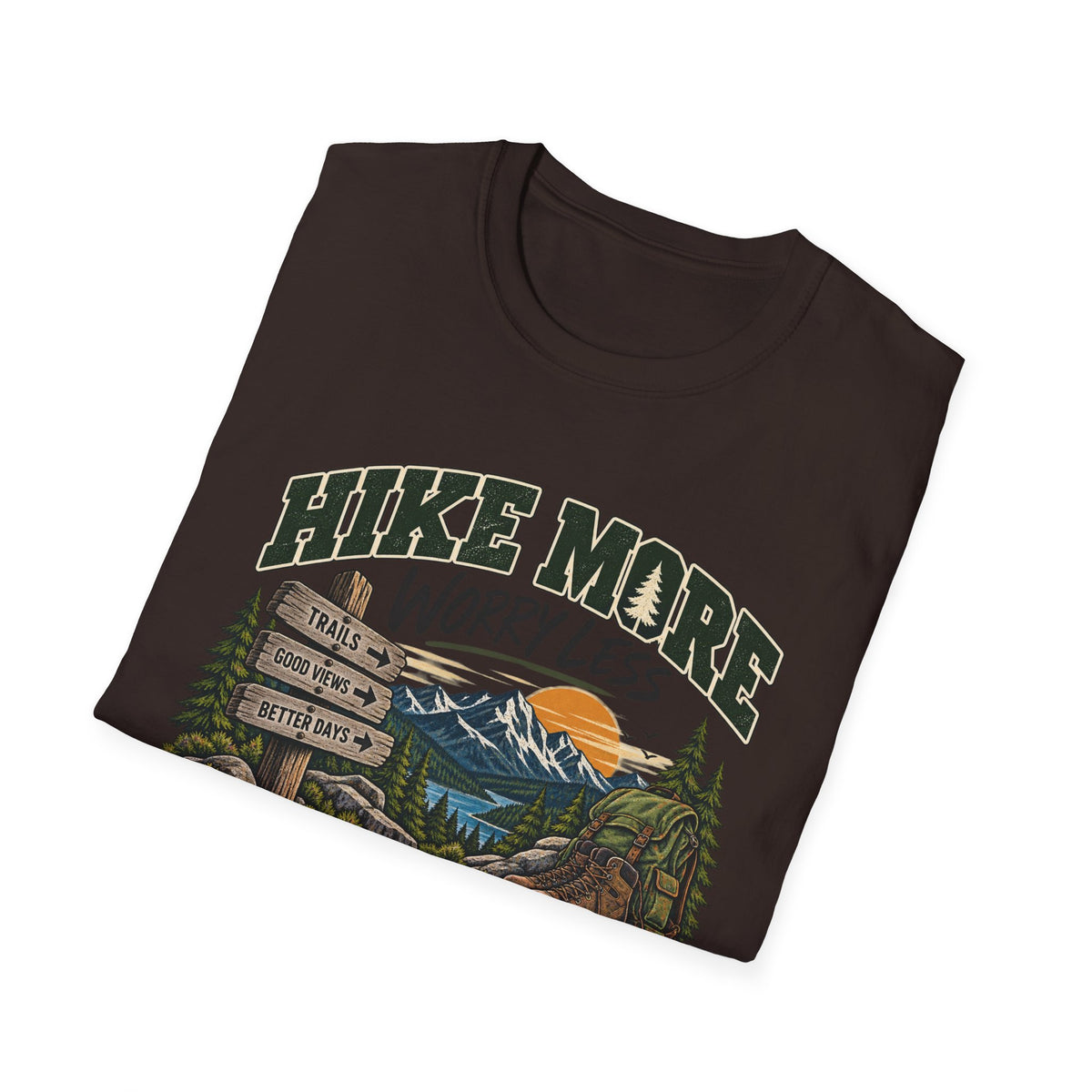 Hike More, Worry Less – Vintage Hiking & Outdoor Graphic Tee