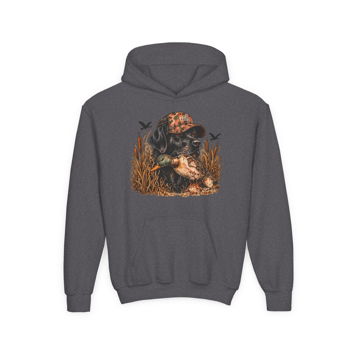 Duck Hunting Black Lab Kids Hoodie