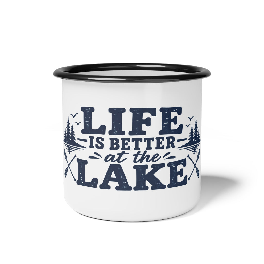 Life Is Better at the Lake Enamel Camping Mug 🏕️🌊