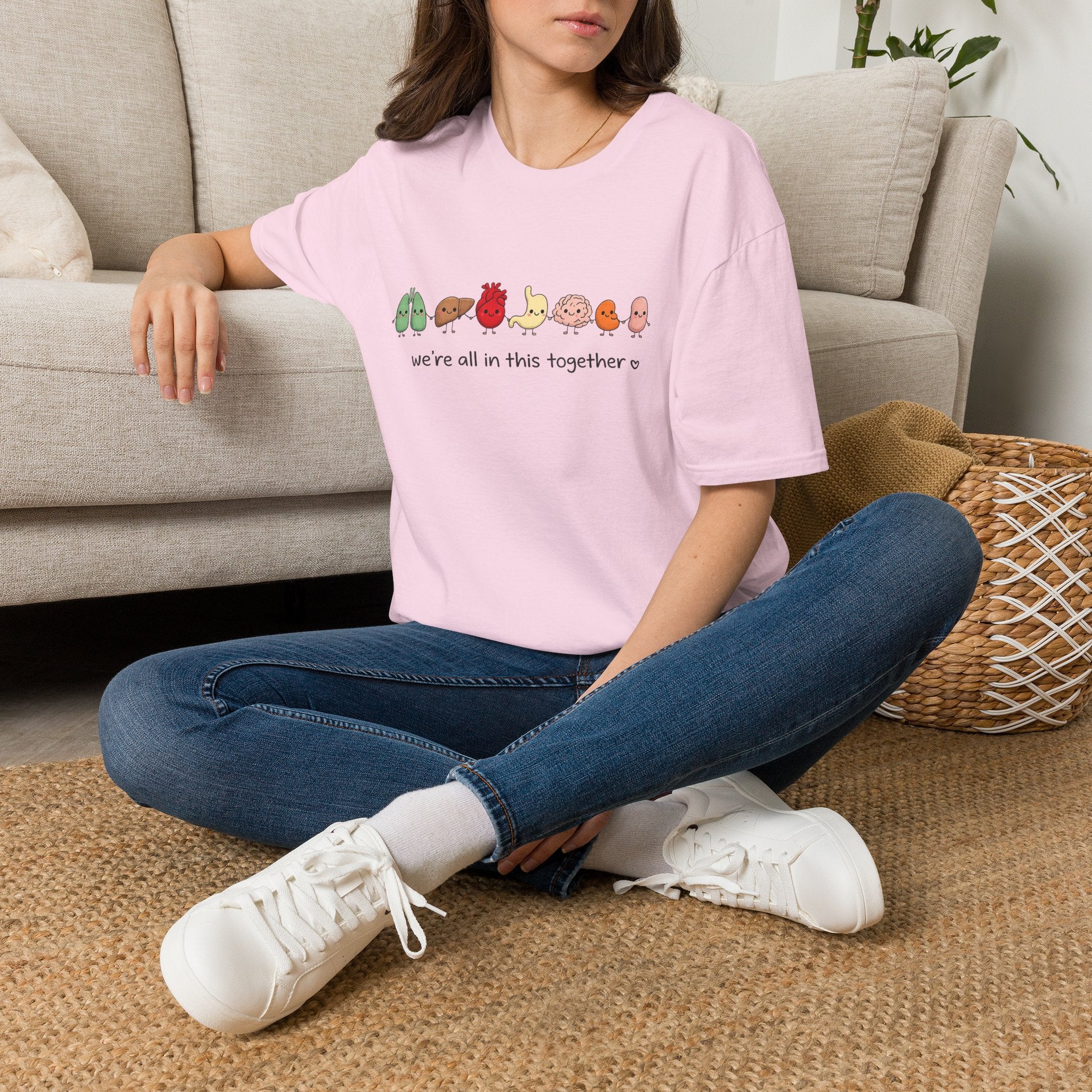 We're All in This Together Cute Organ Organs T-Shirt HEATHER COLORS