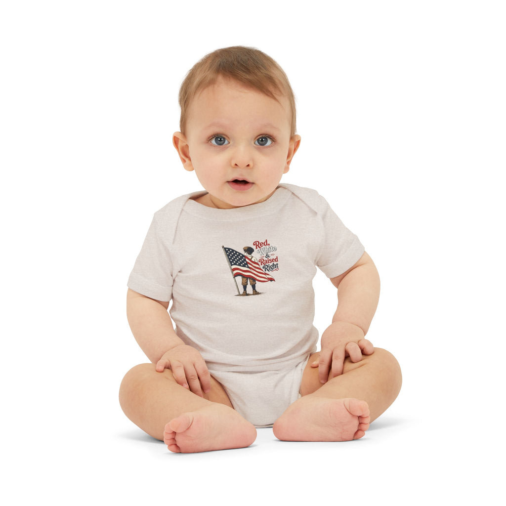 Red & White Raised-Right Infant One-Piece Bodysuit