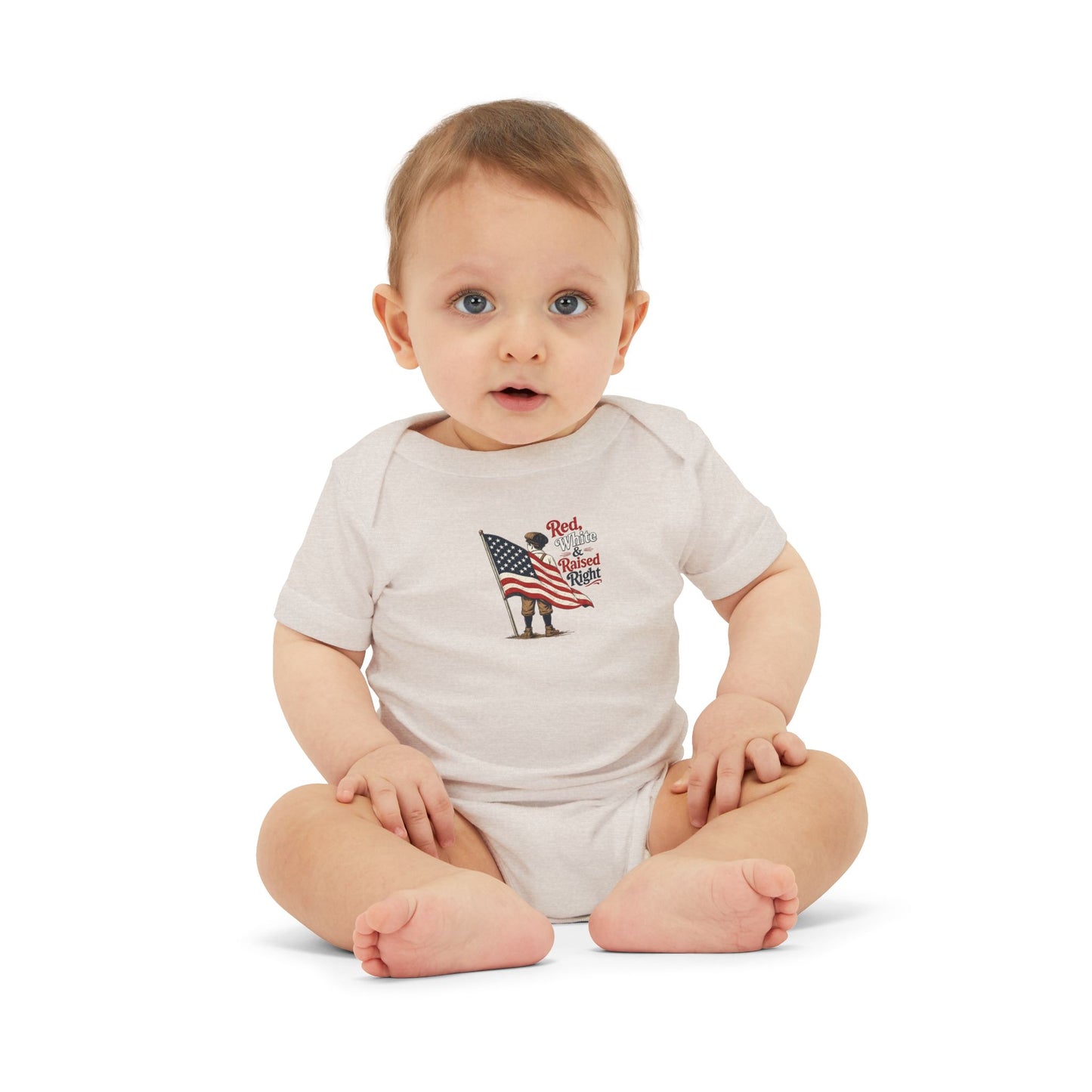 Red & White Raised-Right Infant One-Piece Bodysuit