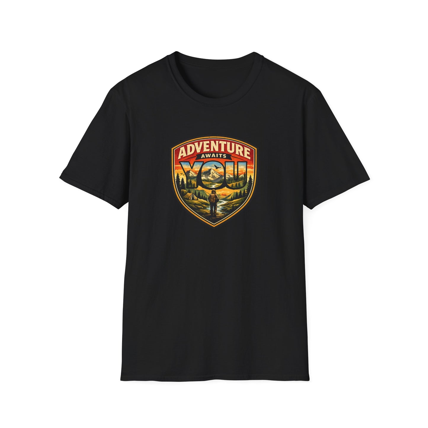 Adventure Awaits You Vintage Mountain Tee | Outdoor Graphic Shirt | Hiking Camping Nature Shirt