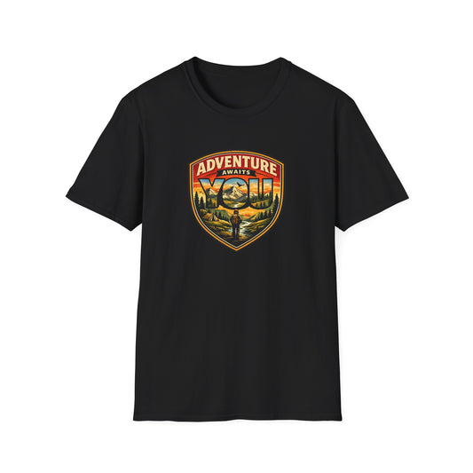 Adventure Awaits You Vintage Mountain Tee | Outdoor Graphic Shirt | Hiking Camping Nature Shirt