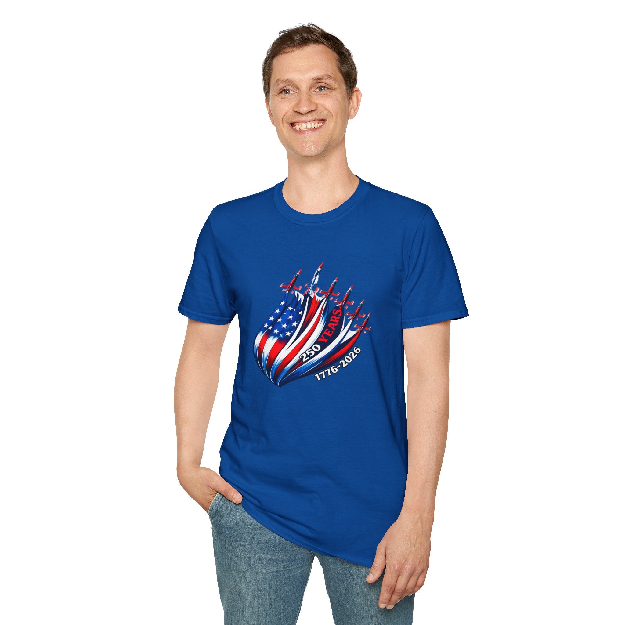 American Flag Jet Squadron T-Shirt — 250 Years USA Patriotic Tee (1776–2026)