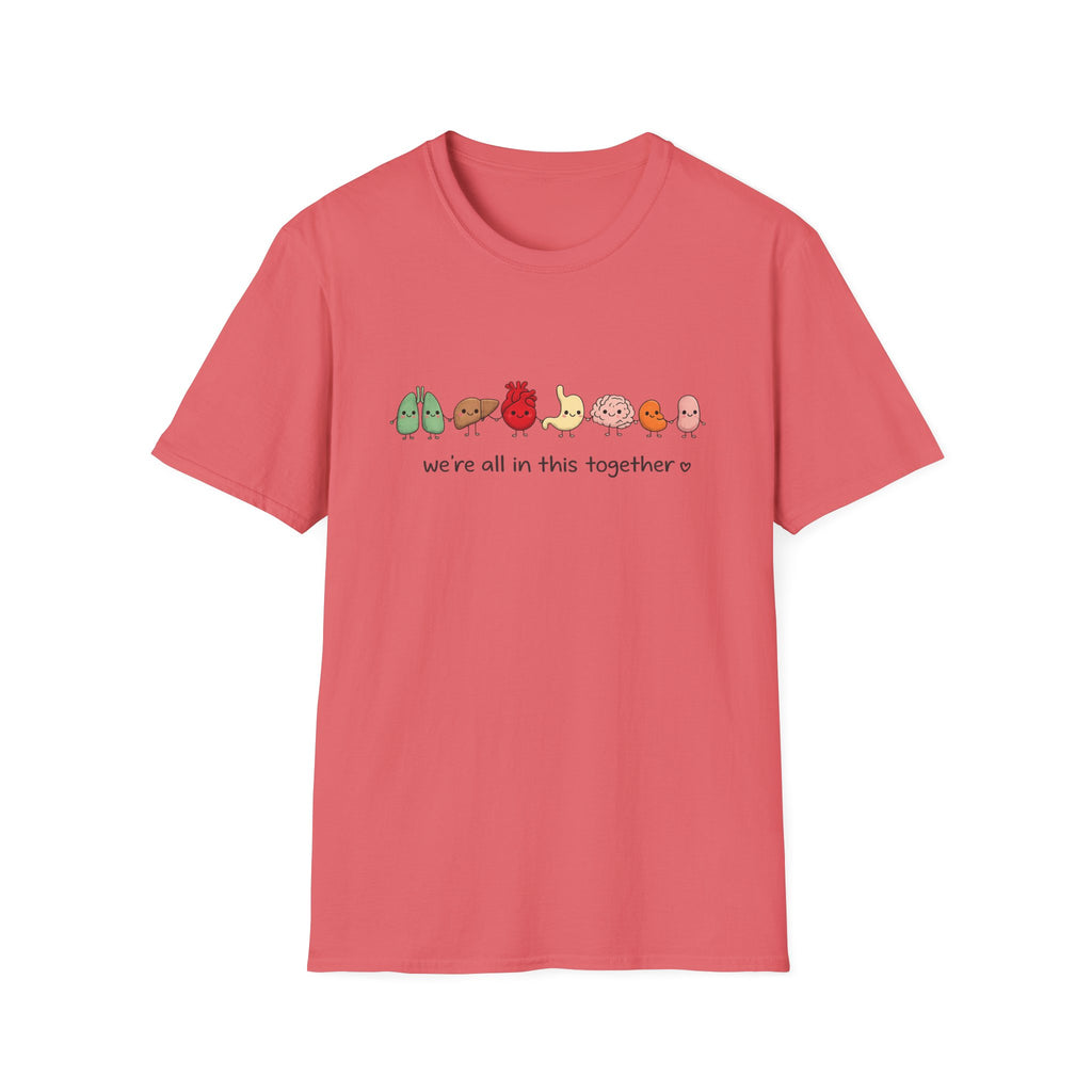 We're All in This Together Cute Organ Organs T-Shirt HEATHER COLORS