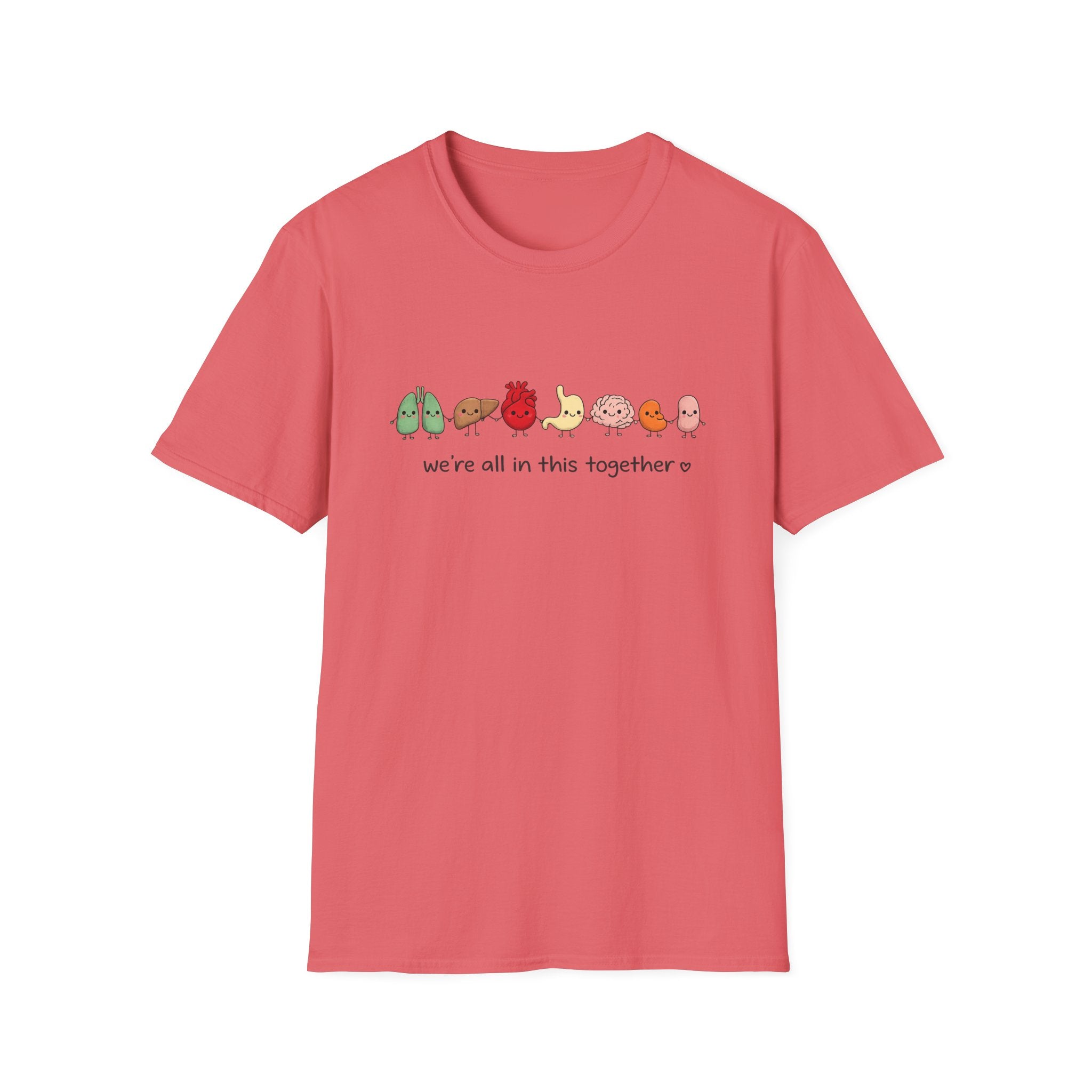 We're All in This Together Cute Organ Organs T-Shirt HEATHER COLORS
