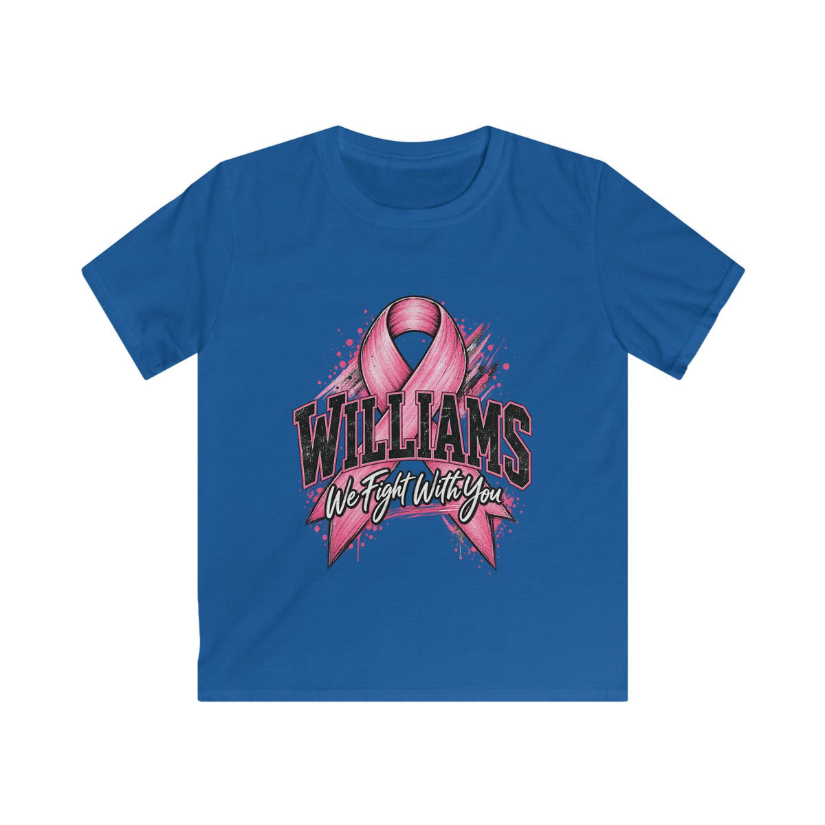 Kids Tee — Pink Ribbon "Williams" Breast Cancer Awareness (We Fight With You)