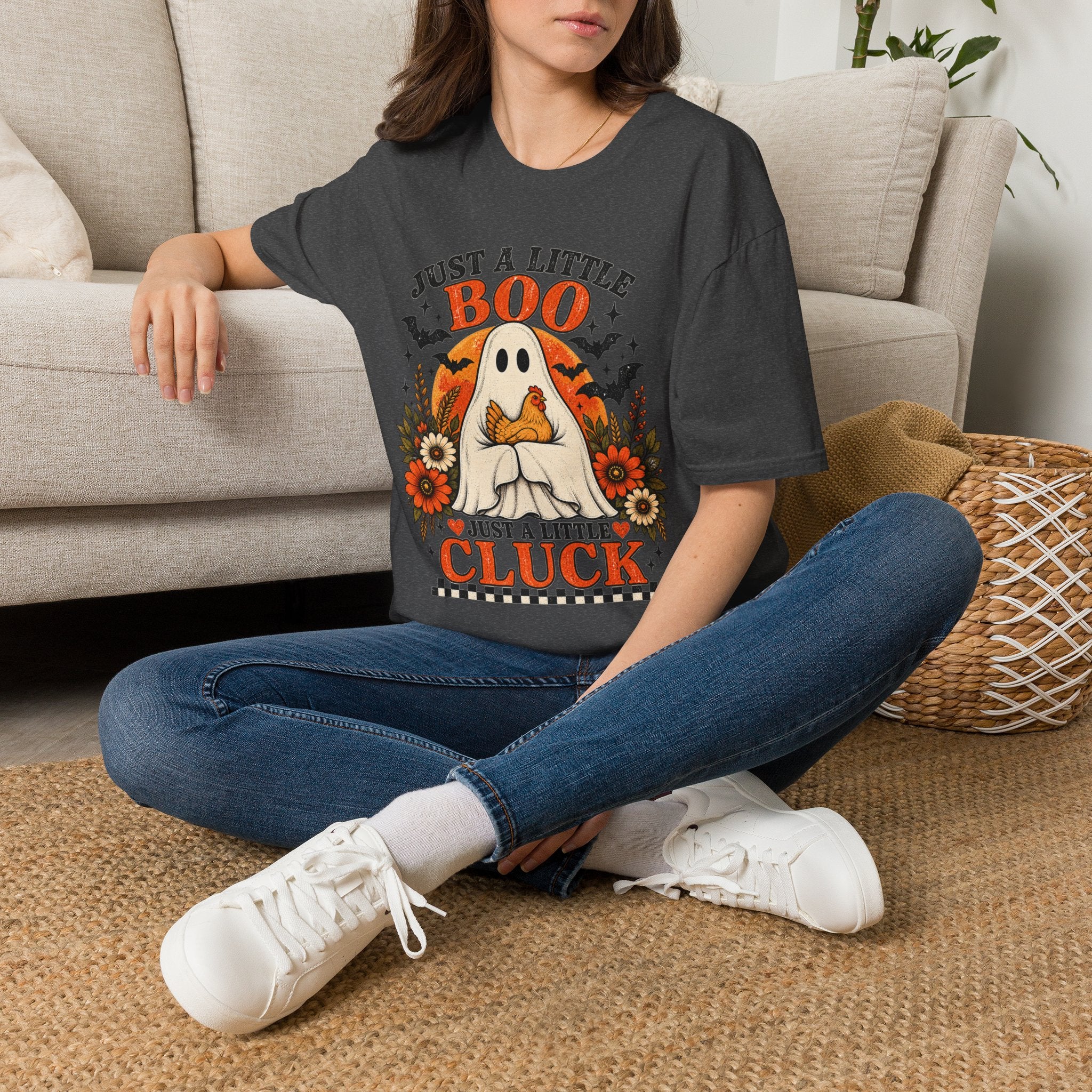 Just a Little Boo, Just a Little Cluck Halloween Chicken Tee